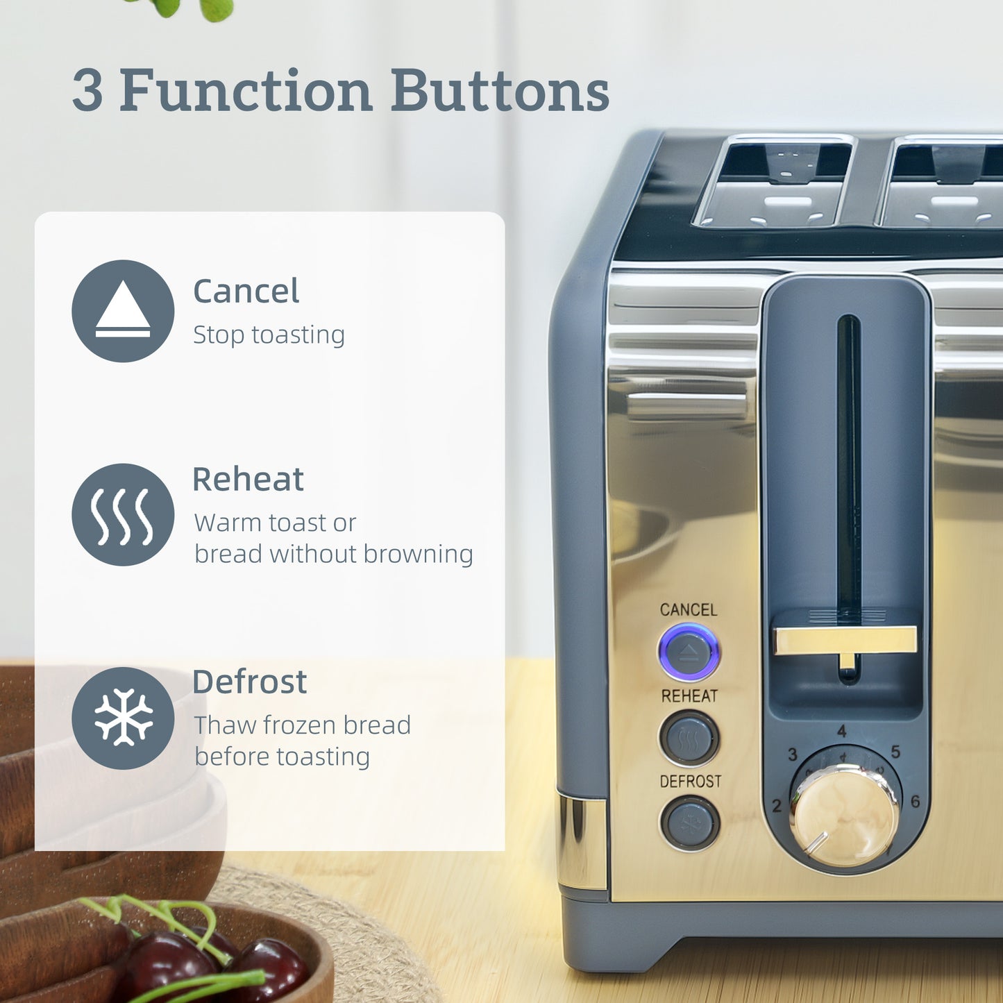 HOMCOM Sleek Textured Kettle and Four-Slice Toaster Set - Blue