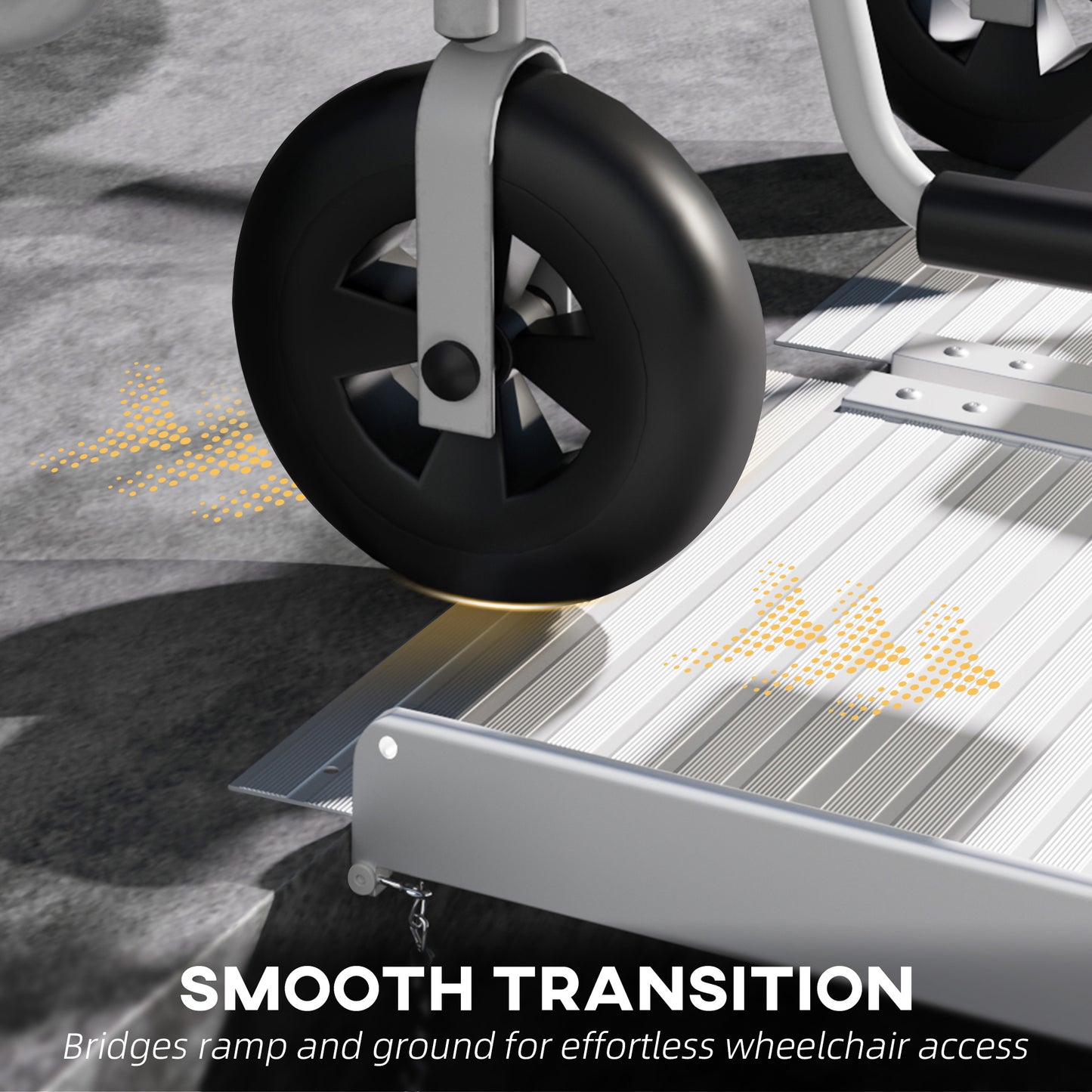 HOMCOM Textured Aluminum Folding Wheelchair Ramp, 183 x 72 cm Portable Threshold Ramp, for Scooter Steps Home Stairs Doorways