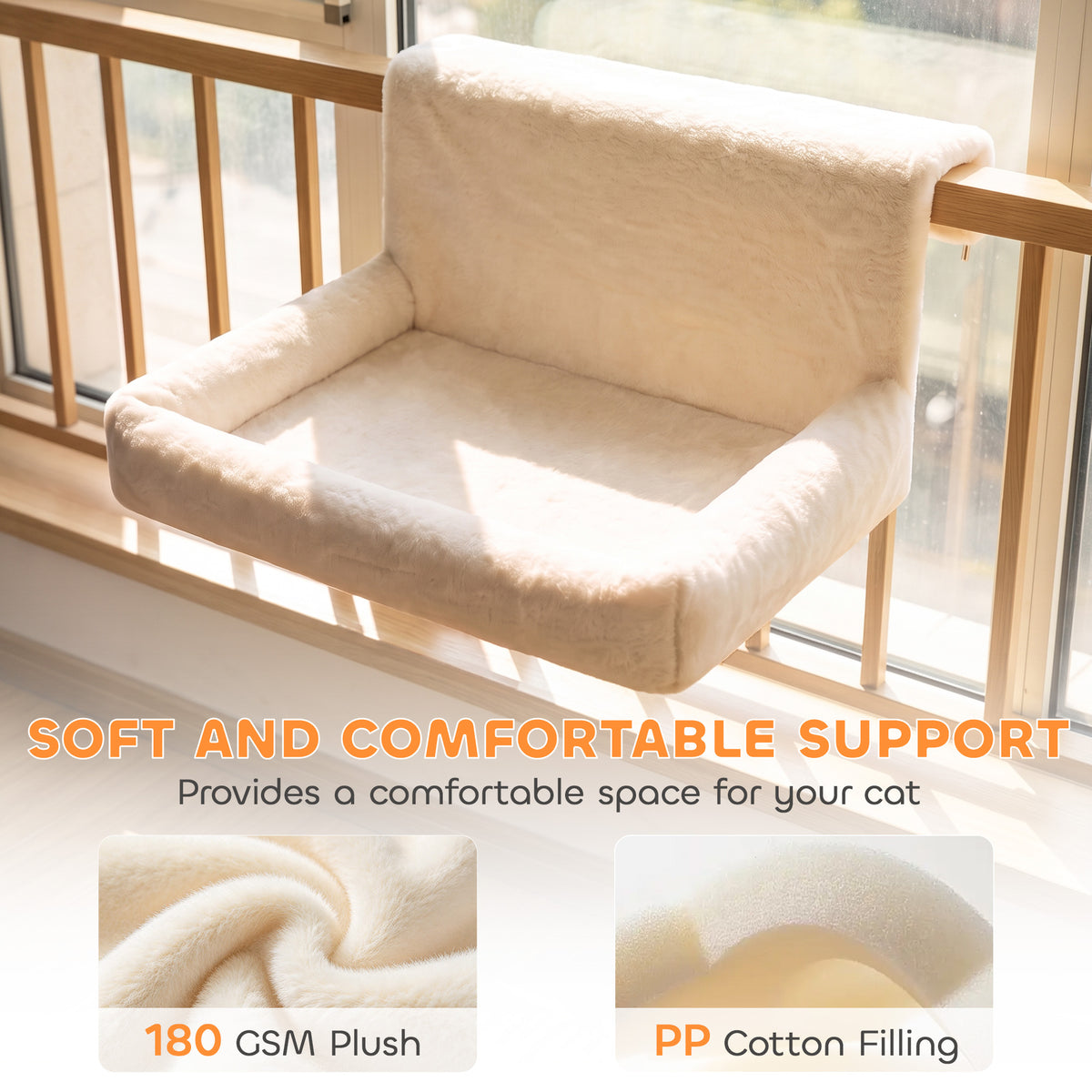 PawHut Cat Radiator Bed, Hanging Warm Hammock w/ Foldable Metal Frame, Removable Washable Cover, Cream