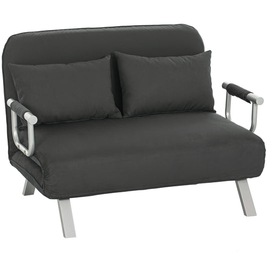 HOMCOM Two-Seater Click-Clack Sofa Bed - Charcoal Grey