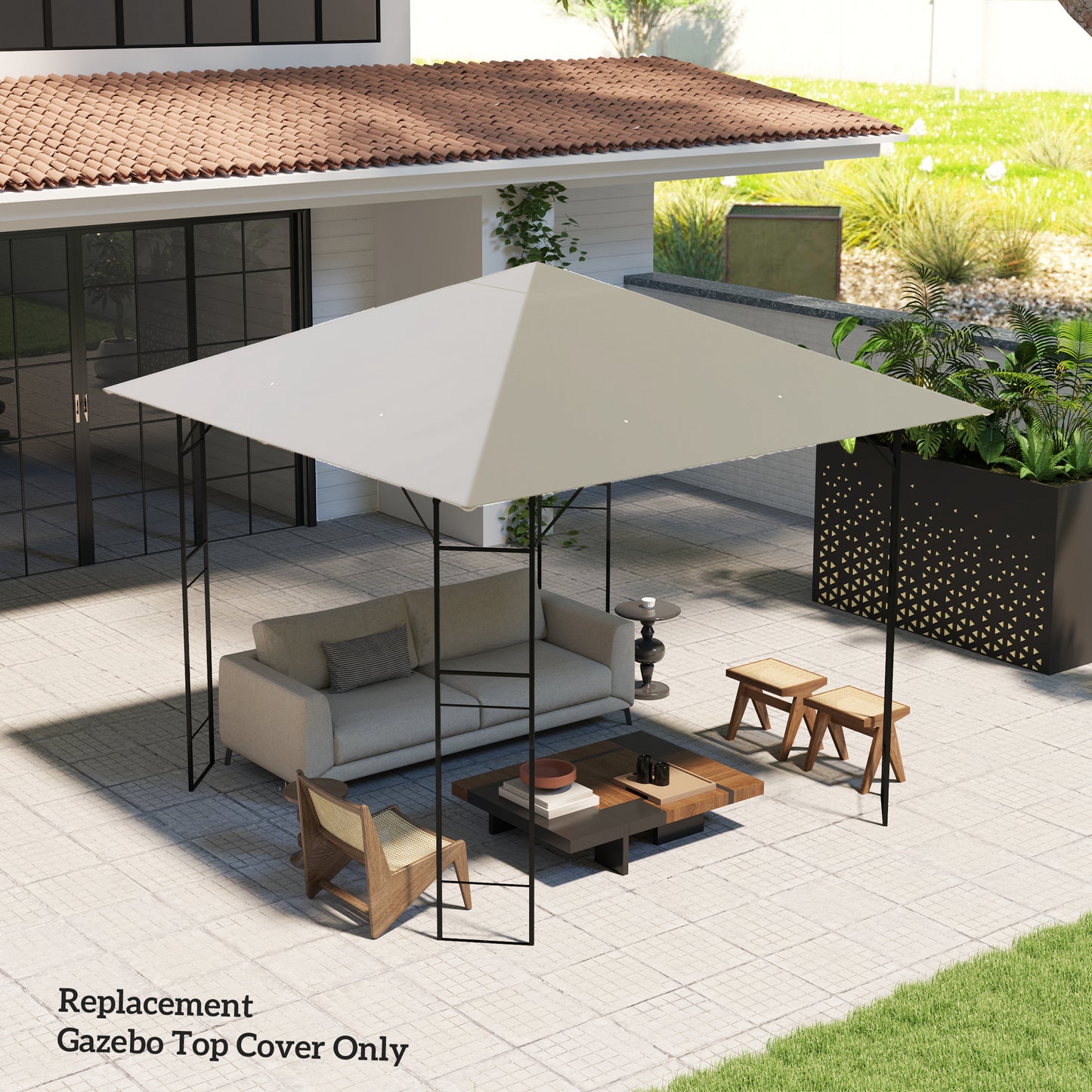 Outsunny 3 x 3(m) Gazebo Canopy Replacement, for 01-0867 - Light Grey