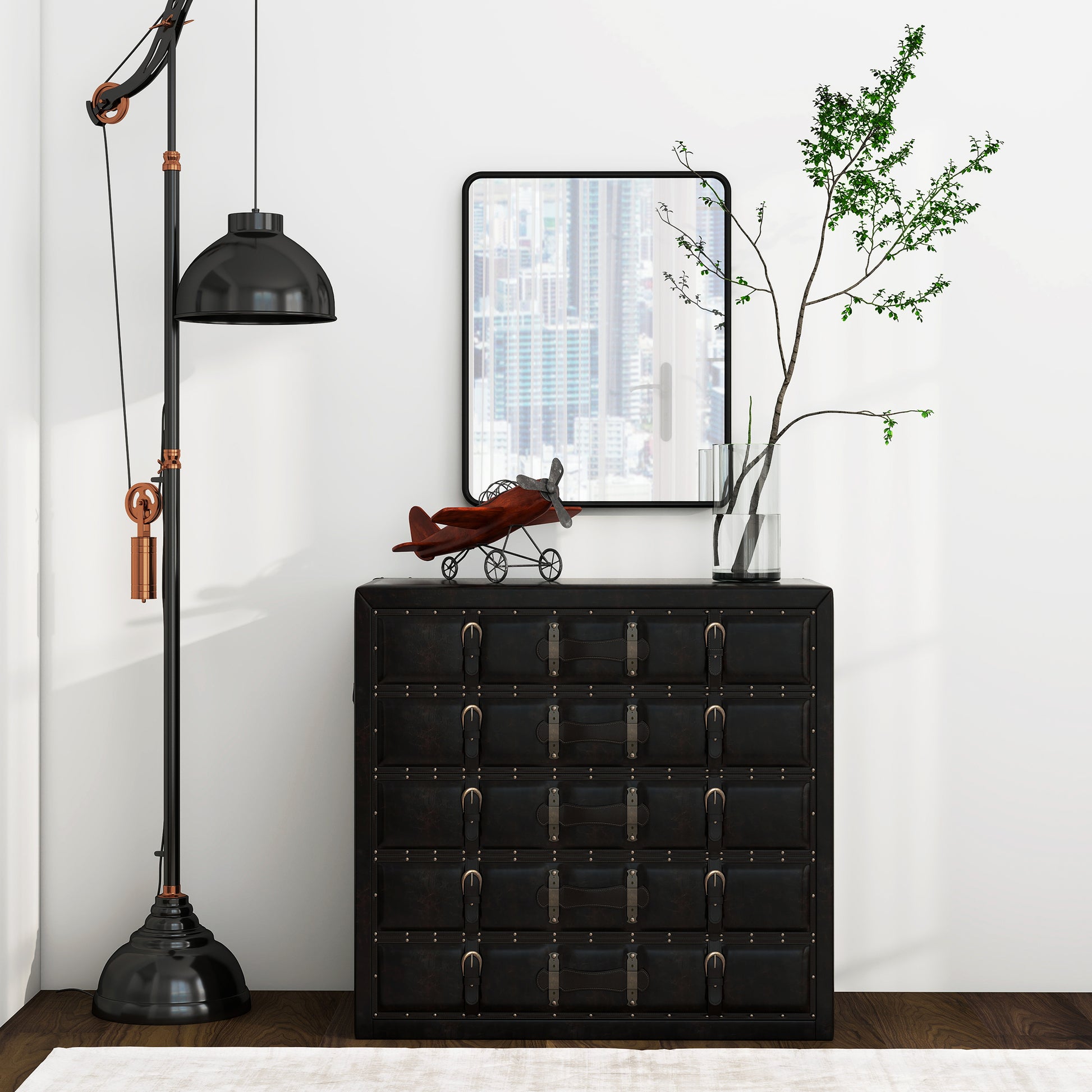 HOMCOM Rectangular Wall Mirror with HD Glass - Black