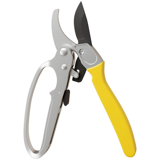 Outsunny Garden Secateurs, Pruning Shears Heavy Duty with Sharp SK5 Blade, Bypass Pruners with Safety Lock, 8", Yellow