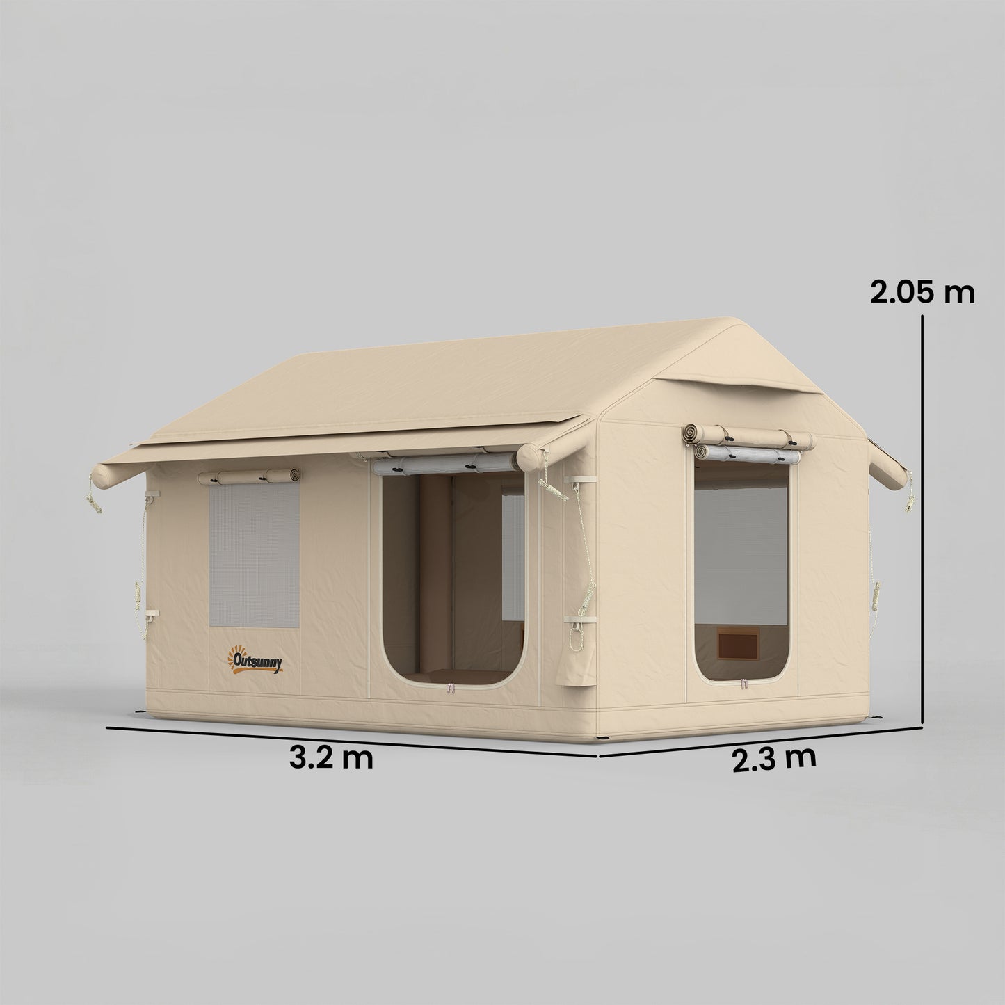 Outsunny Inflatable Tents Waterproof Glamping Tent with Stove Jack for 6-8 Person