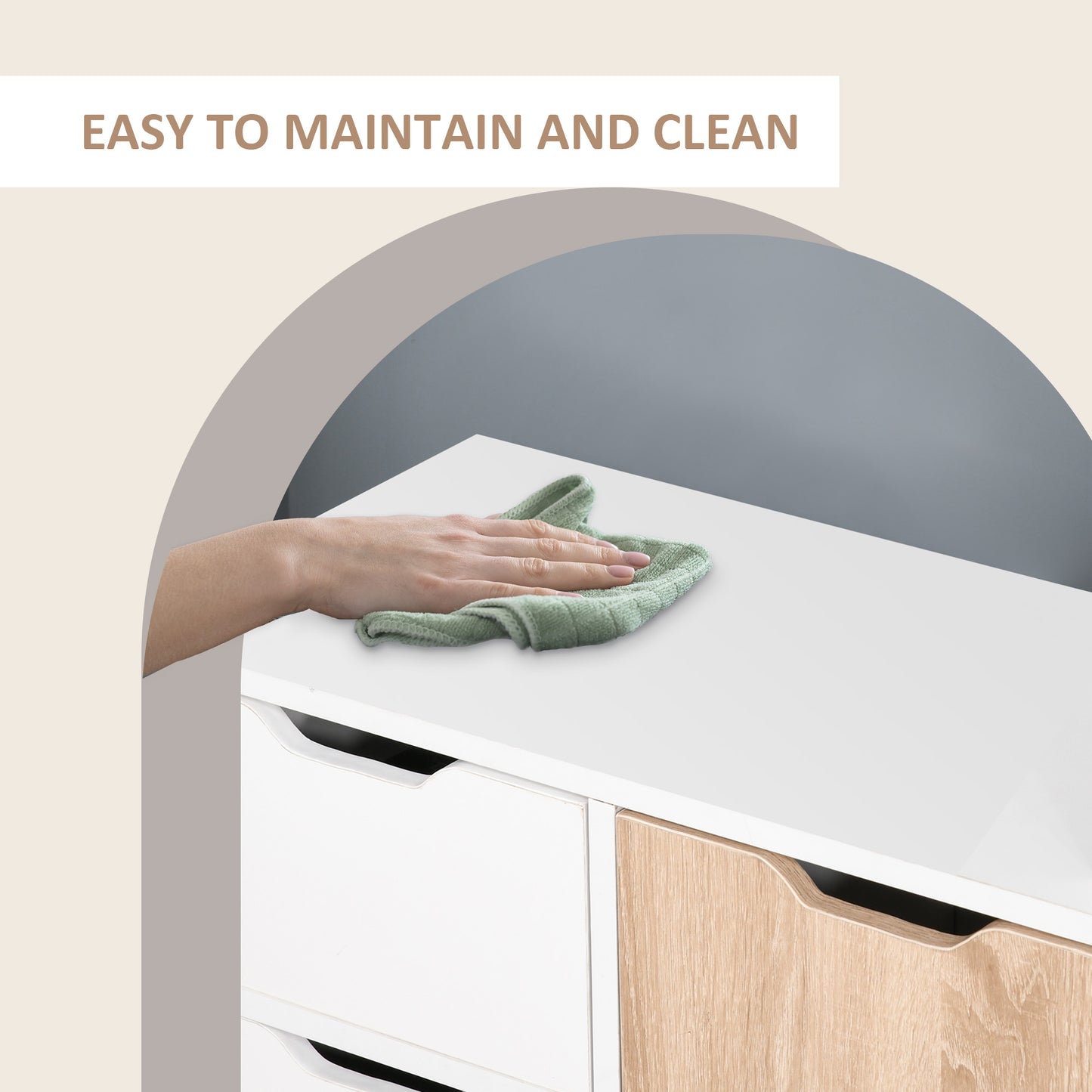 HOMCOM Sideboard Floor Standing Storage Cabinet with Drawer for Bedroom, Living Room, Home Office, Natural