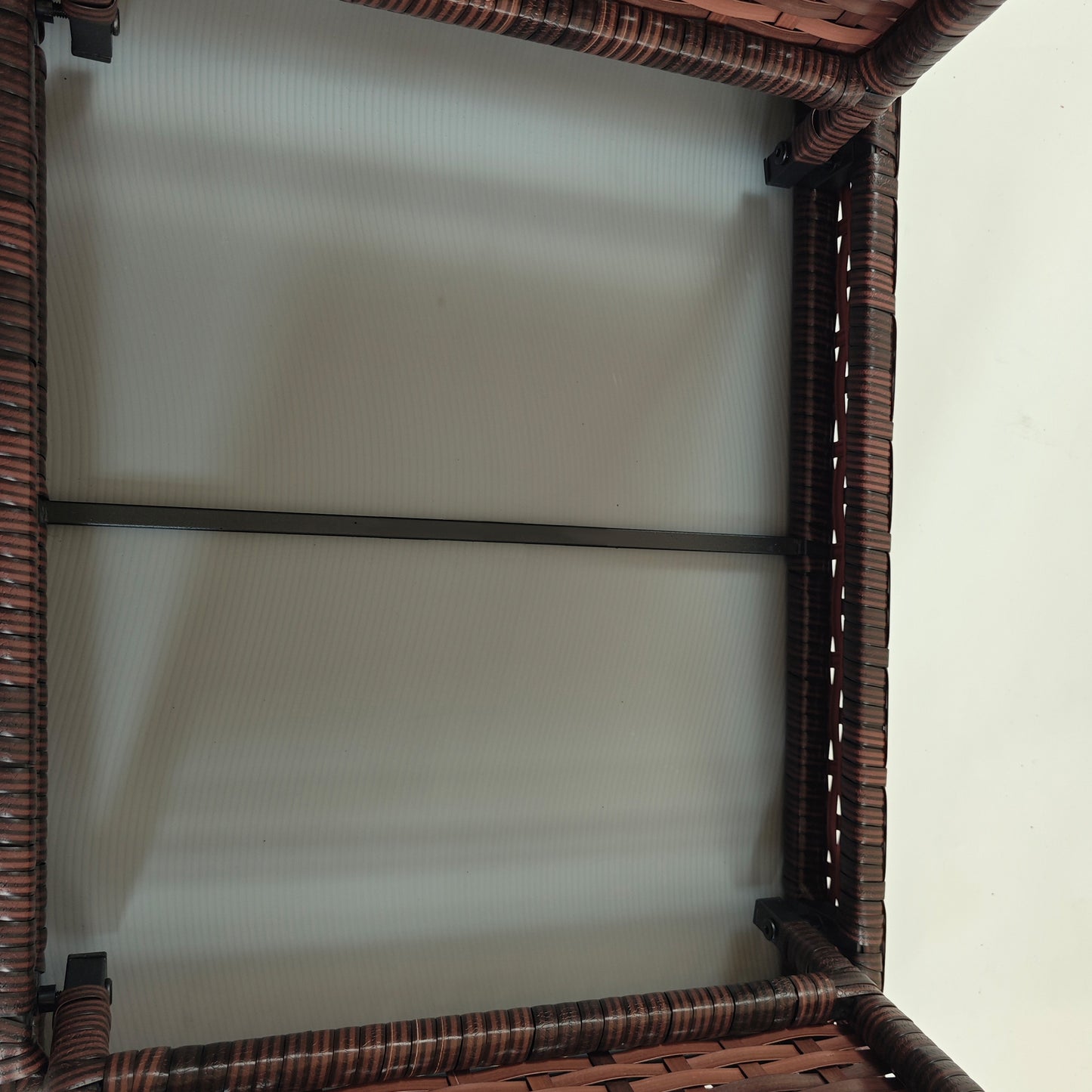 Outsunny Foldable Outdoor Side Table, Rattan Garden Coffee Table with Steel Frame, Space Saving Bistro Garden Furniture for Patio, Balcony, 60 x 41 x 41 cm, Brown