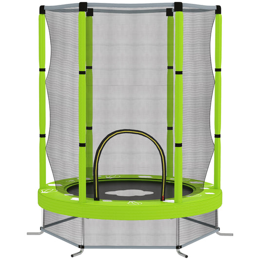 AIYAPLAY 4.6ft Toddler Trampoline w/ Safety Enclosure Net, for Indoor Outdoor Use, Ages 3-6 Years, Green