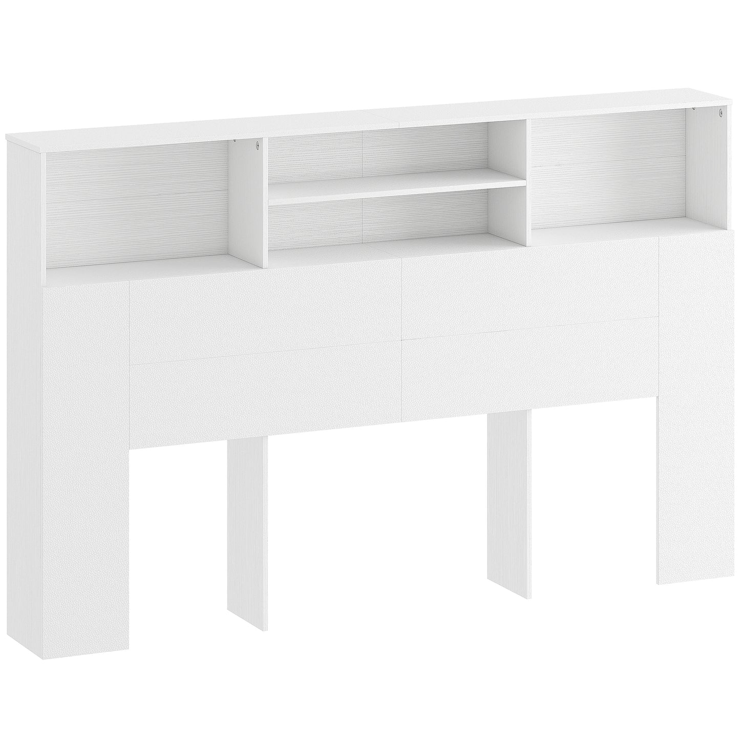 HOMCOM King-Size Headboard with Storage, Freestanding Bed Headboard with 4 Open Compartments for Bedroom, White