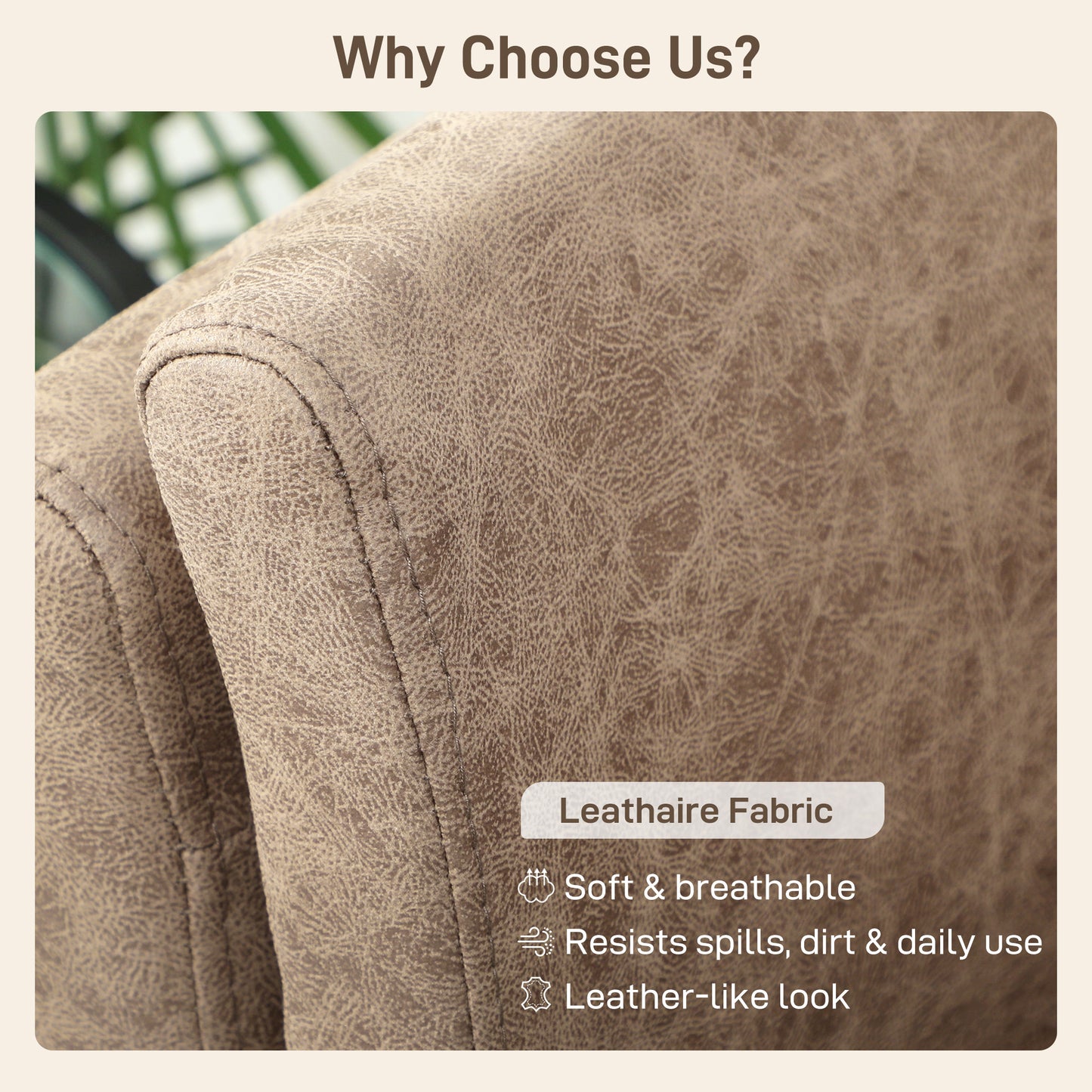 HOMCOM Two-Seater Leathaire Sofa - Light Brown