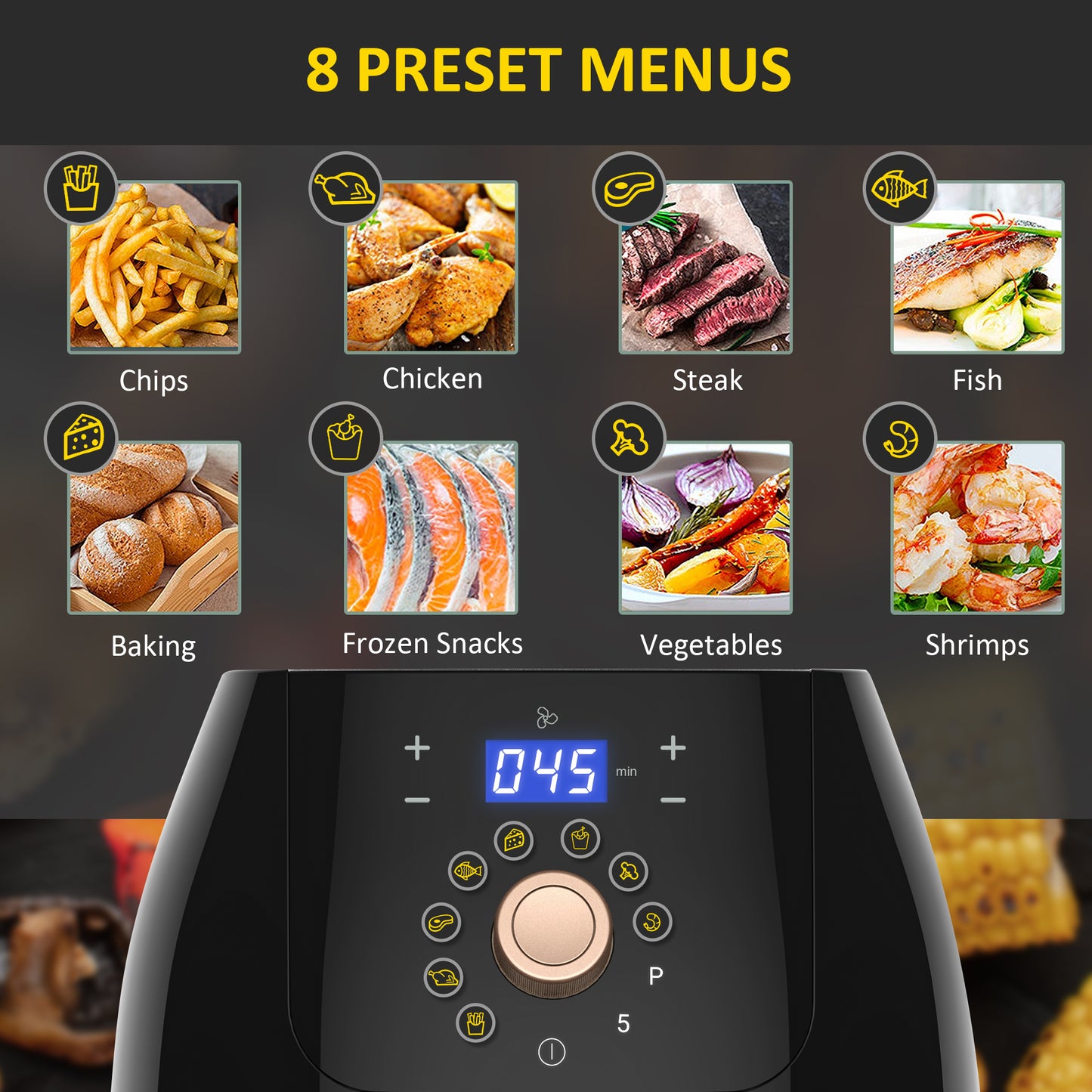 HOMCOM 5.5L 1700W Air Fryer, with Digital Display, 80-200â„ƒ Temperature