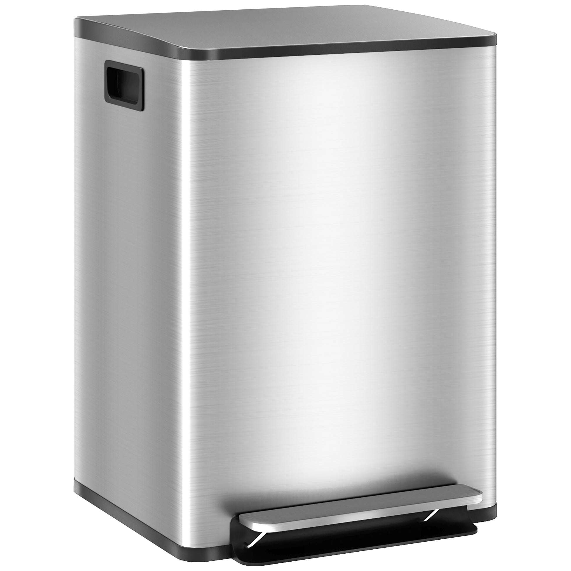 HOMCOM 40L Dual Compartment Stainless Steel Bin, with Deodoriser Holders - Silver Tone Default Title