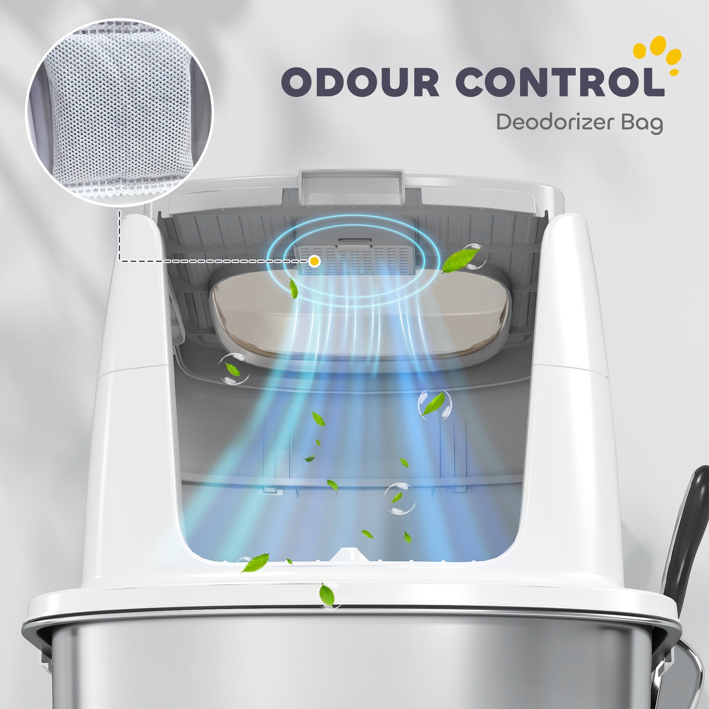 PawHut Large Stainless Steel Litter Box, Enclosed Metal Cat Litter Tray with Scoop, Deodoriser Bag, Front-Entry and Top-Exit