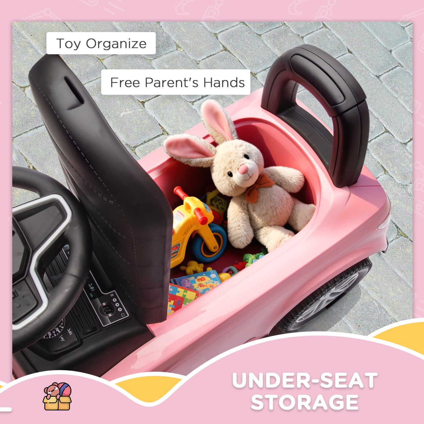 AIYAPLAY Land Rover Licensed Toddler Ride on Car with Horn, Engine Sounds, Under-Seat Storage, for 18-36 Months, Pink