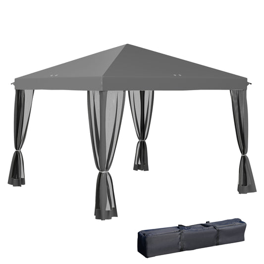 Outsunny 3 x 3Â m Pop Up Gazebo, 420D Garden Tent Canopy with Removable Mesh Sidewall Netting, Carry Bag for Garden Patio Outdoor, Light Grey