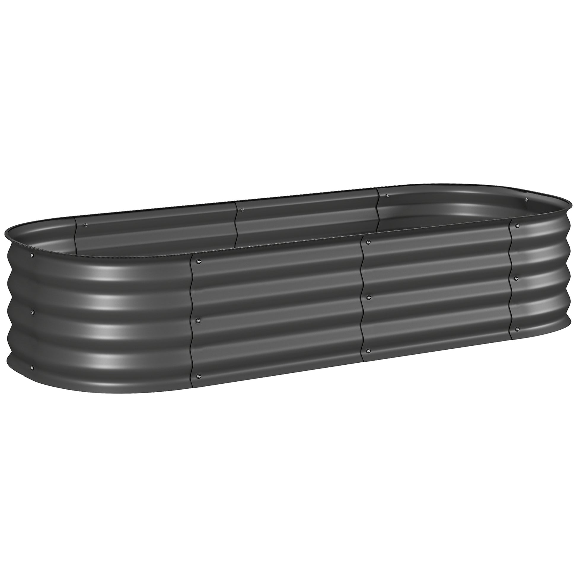 Outsunny Galvanised Raised Garden Bed, Metal Planter Box with Safety Edging, for Flowers, Herbs, Succulents, Dark Grey