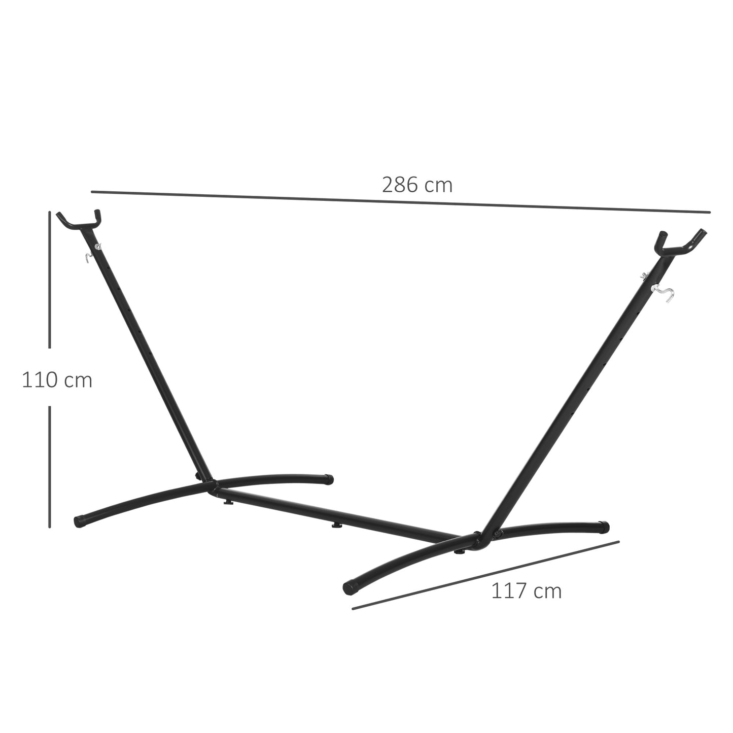 Outsunny 2.86m Universal Hammock Stand Metal Frame Garden Camping Picnic Outdoor Patio Replacement â€“ Stand Only
