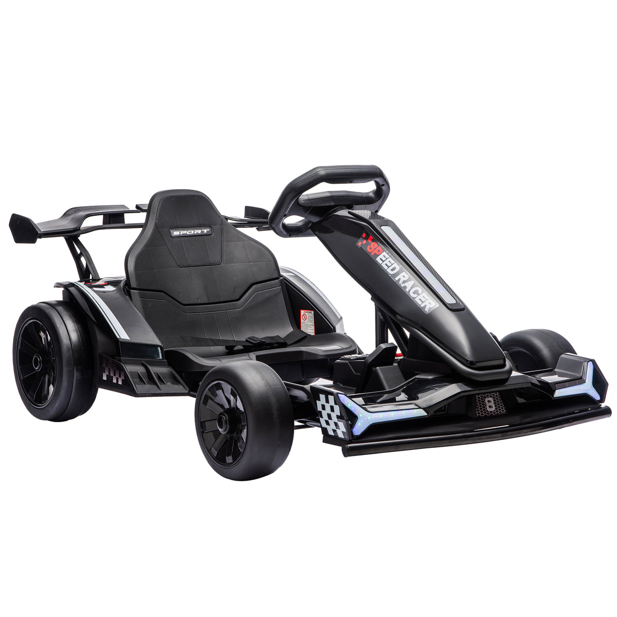 AIYAPLAY 24V Electric Go Kart for Kids 6-12 Years with Drift Mode, Adjustable Seat, 3 Speed, Slow Start, Black
