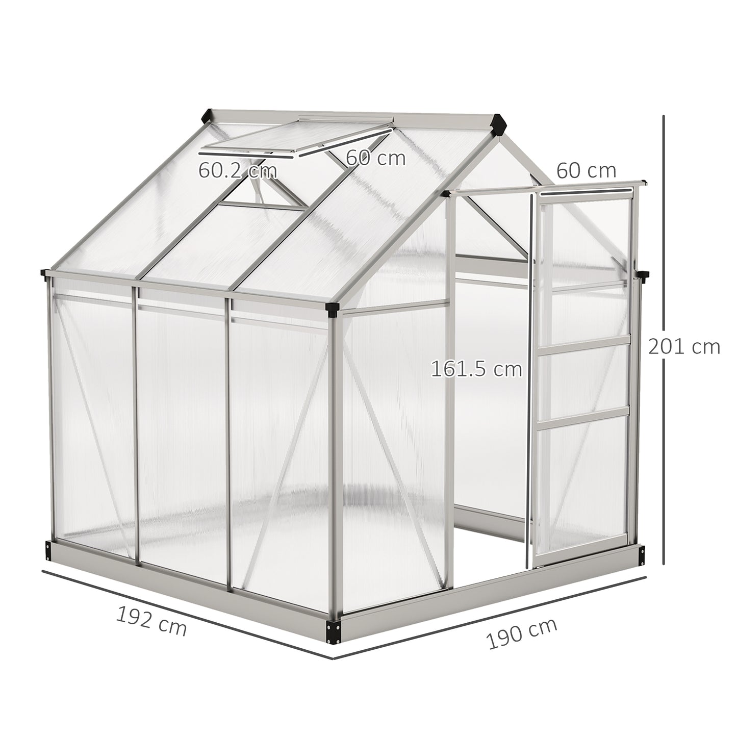 Outsunny 6 x 6ft Polycarbonate Greenhouse - Clear