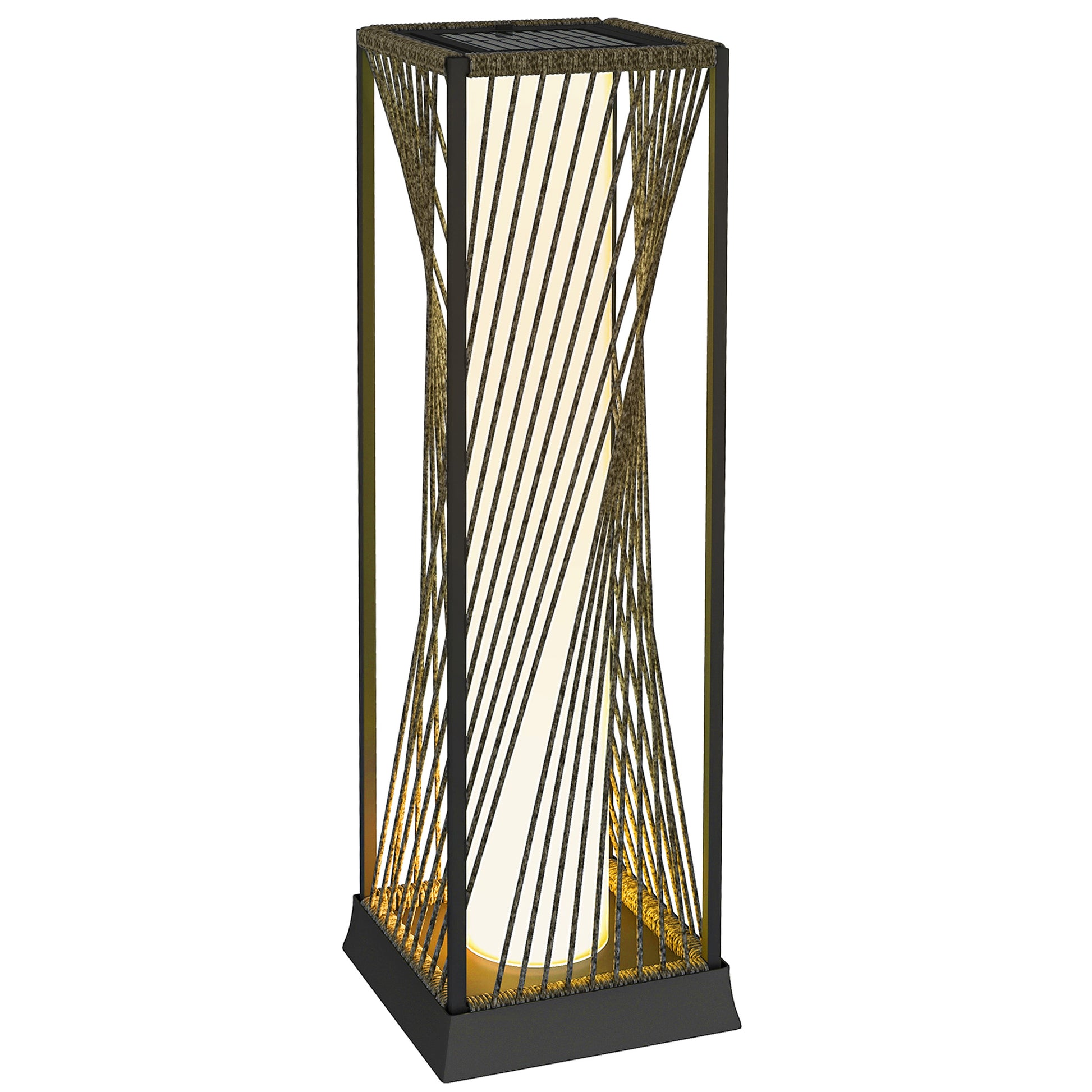 Outsunny Garden Rattan Lamp, 77 cm Tall Solar Rattan Floor Lamp, Solar Garden Light with Auto On/Off LED Lights, IP44 Waterproof for Outdoor, Porch, Pathway, Terrace, Grey