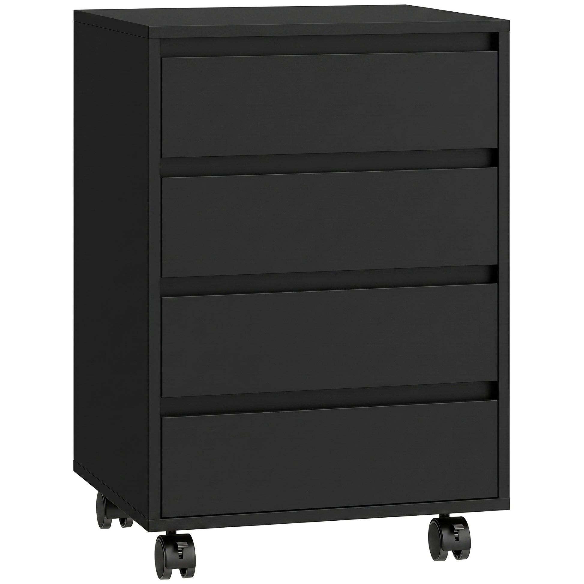 HOMCOM Four-Drawer Office Filing Cabinet, with Wheels - Black Default Title