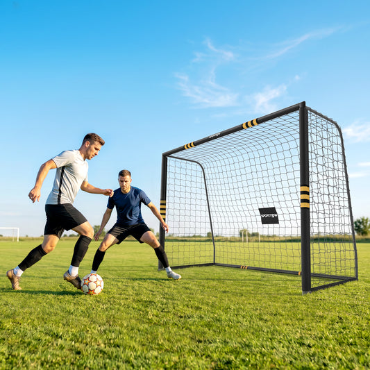 SPORTNOW Football Goal, 10 x 6.5ft Football Net with Ground Stakes, EPE Foam Padding and Metal Frame, Easy Assembly, Yellow