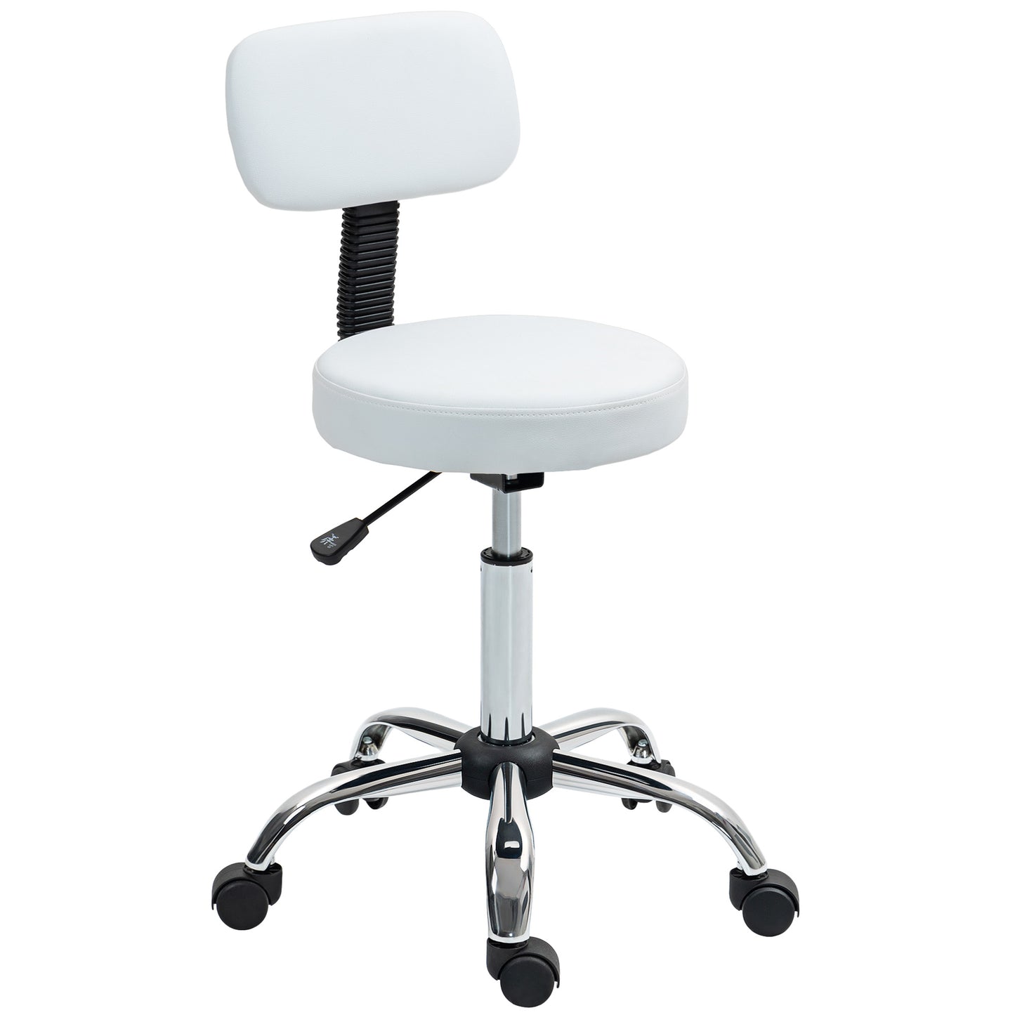 HOMCOM 360Â° Swivel Seat Salon Stool - White