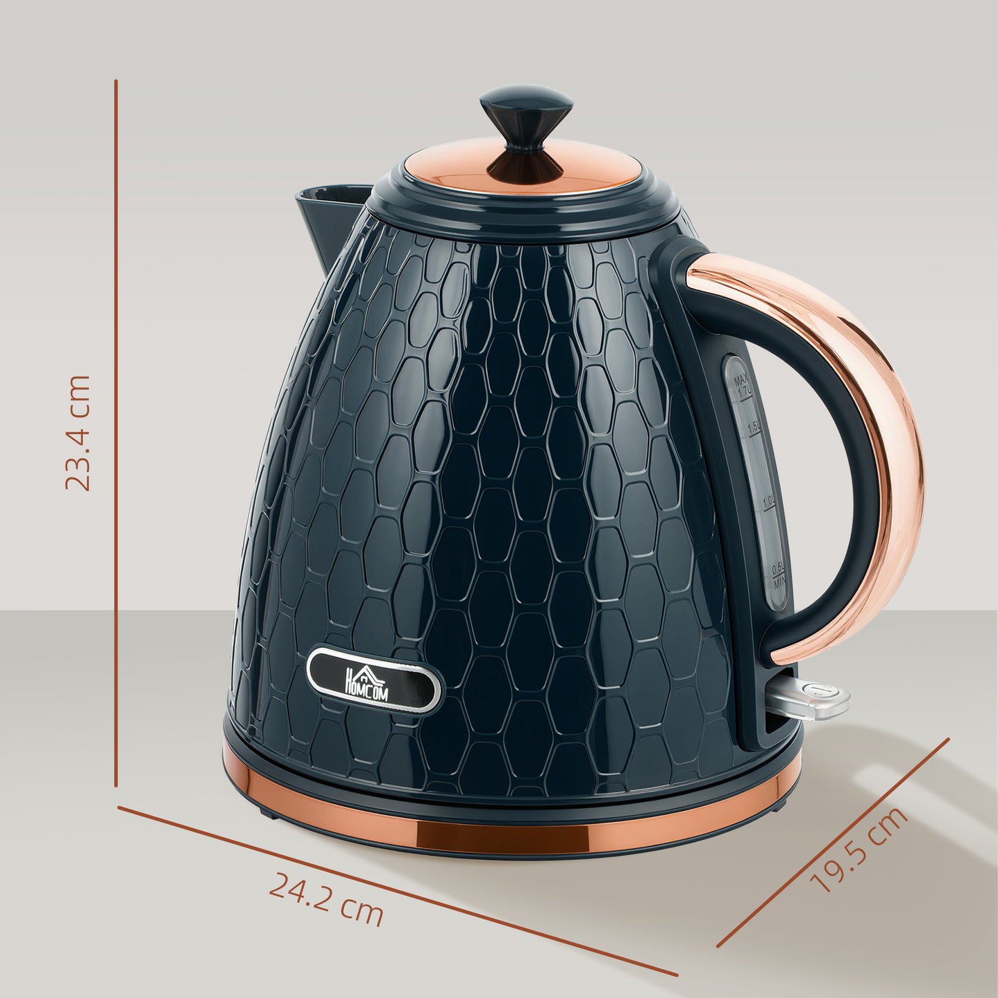 HOMCOM 3000W Rapid Boil Honeycomb Kettle - Dark Blue