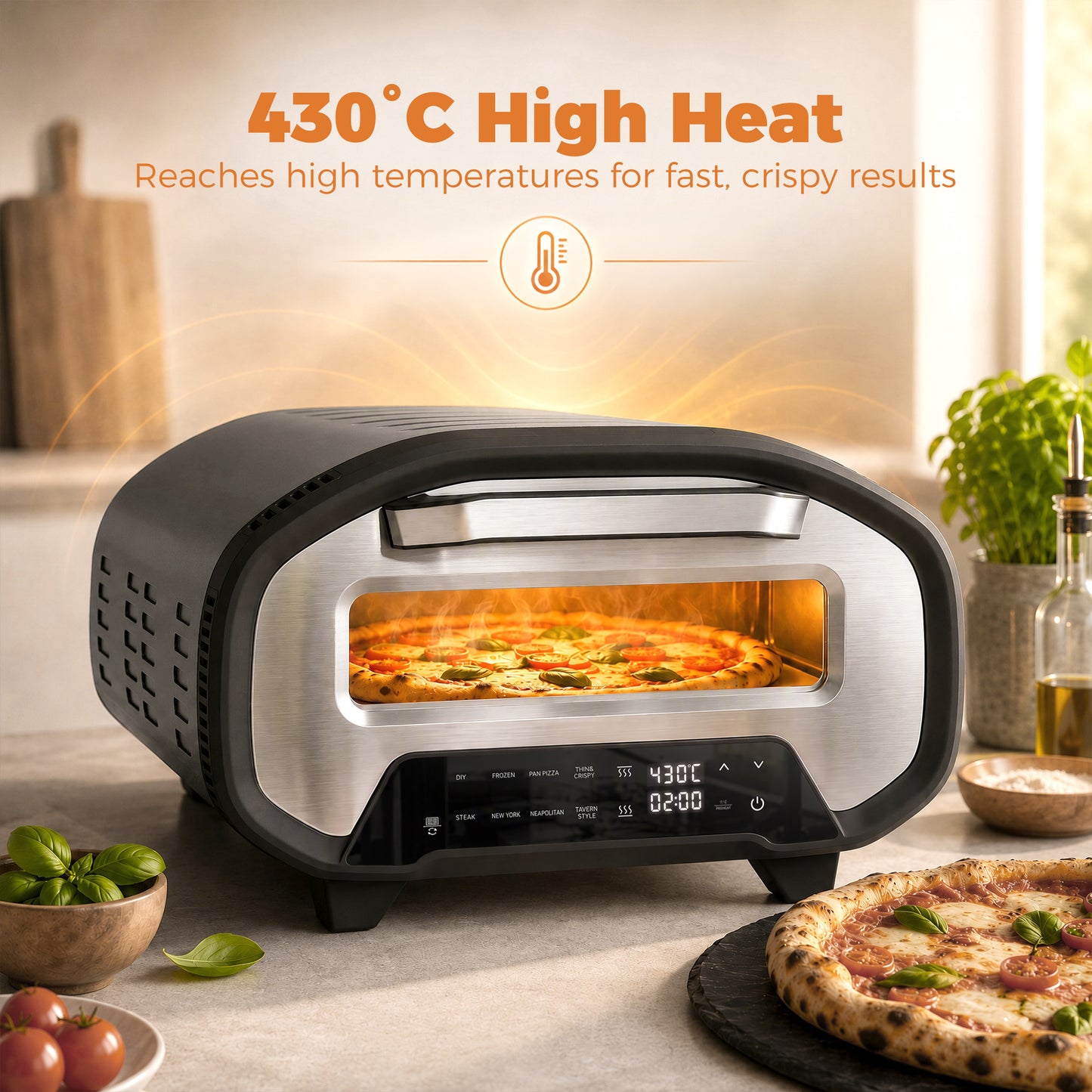 HOMCOM Electric Pizza Oven, 12 Inch Pizza Maker with 8 Preset Modes and Ceramic Stone, 2200W