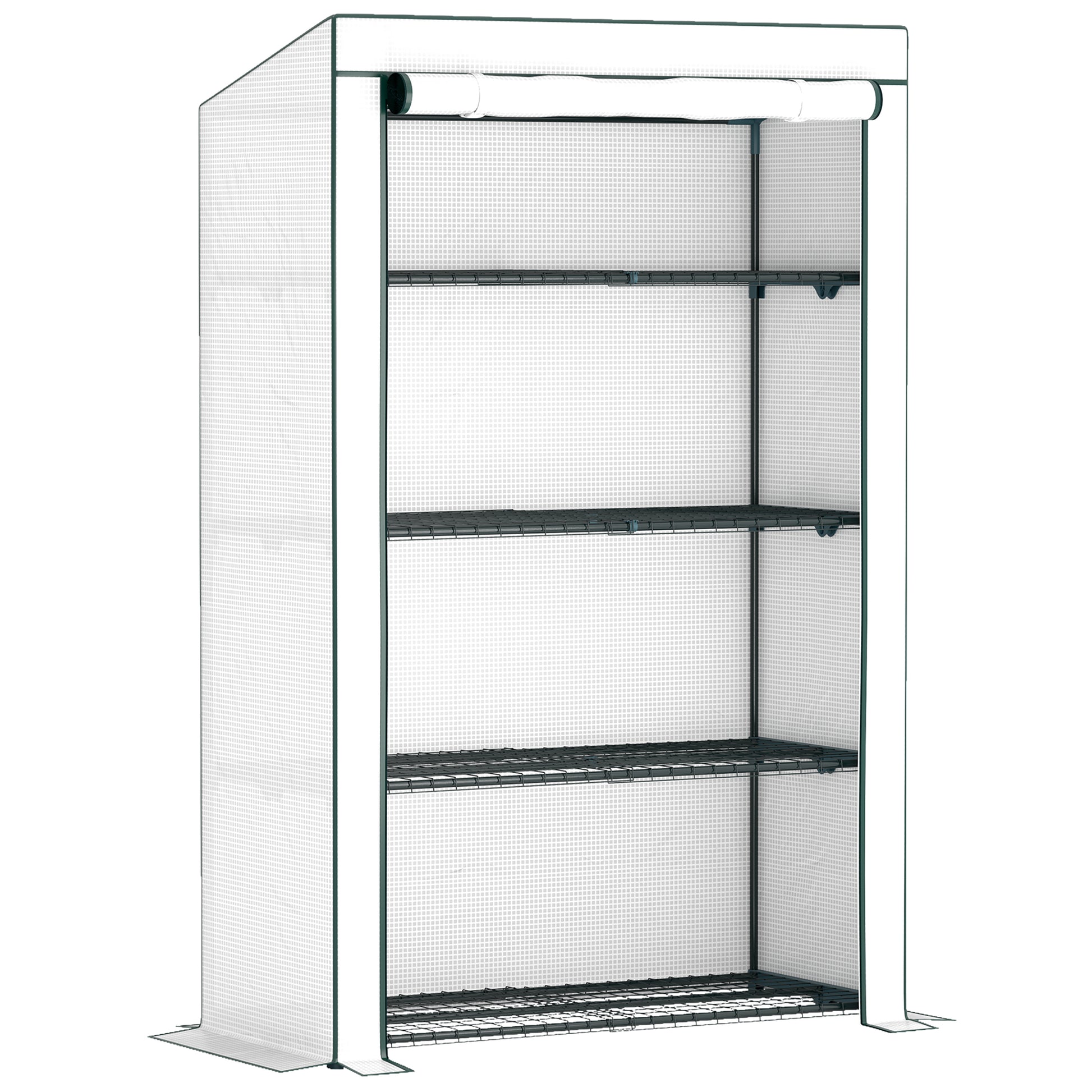 Outsunny Four-Tier Mini Greenhouse - Green/White
