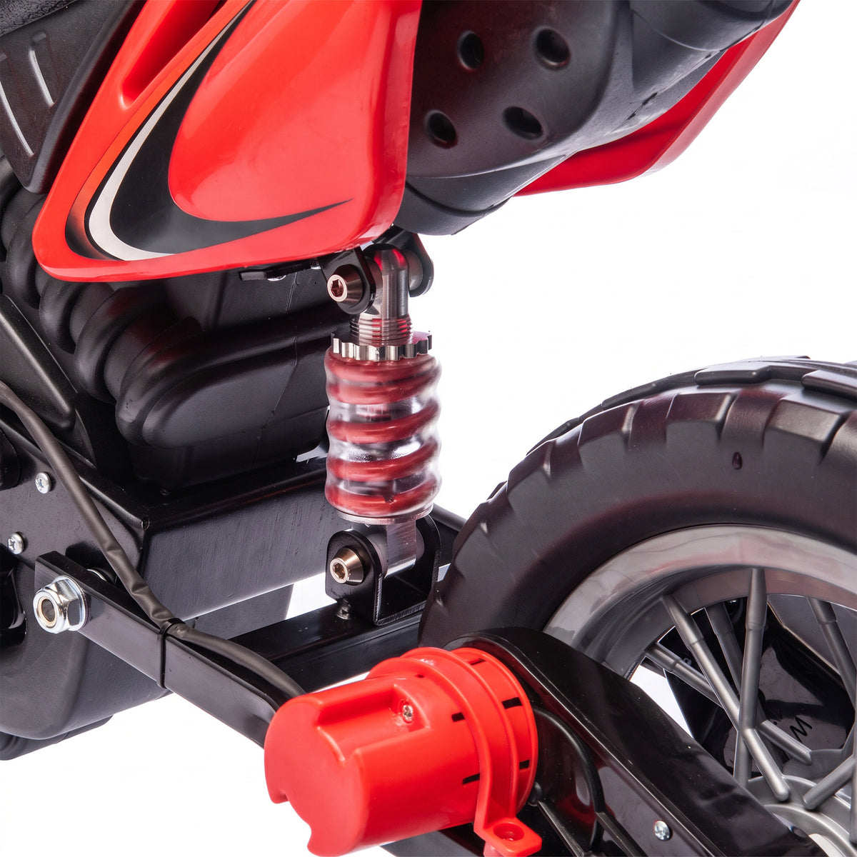AIYAPLAY 12V Kids Electric Motorbike, Ride on Motorcycle with Dual Motors, Training Wheels, Rear Suspension for 3-6 Years, Red