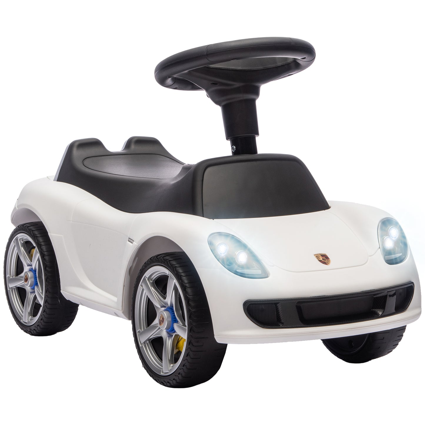 AIYAPLAY Ride on Car, Porsche Licensed Toddler Push Car with Horn, Headlights, Sound and Steering Wheel for 18-36 Months, White