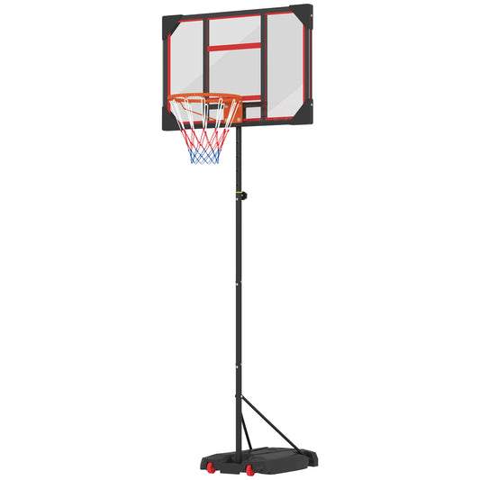 AIYAPLAY Basketball Hoop Outdoor Indoor, 210-260cm Height Adjustable Basketball Hoop with Wheels, Larger Base, for 6+ Years, Red