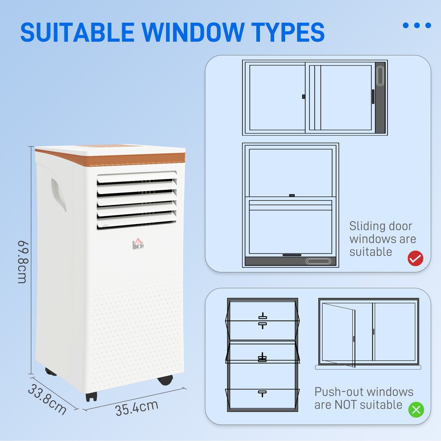 HOMCOM Portable Air Conditioner 7000 BTU, 4-in-1 Mobile Air Conditioning Unit with Cooling, Fan, Dehumidifier & Sleep Mode, LED Display, Remote Control, 24H Timer, Window Kit for Rooms up to 26ãŽ¡