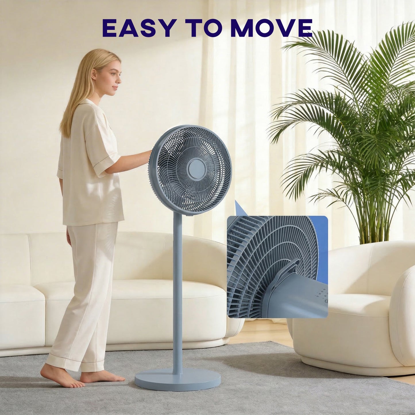 HOMCOM 40 cm Standing Fan, Cooling Floor Fan with 80Â° Oscillating, Adjustable Tilt and Height, 4 Speed, Remote Control, Grey