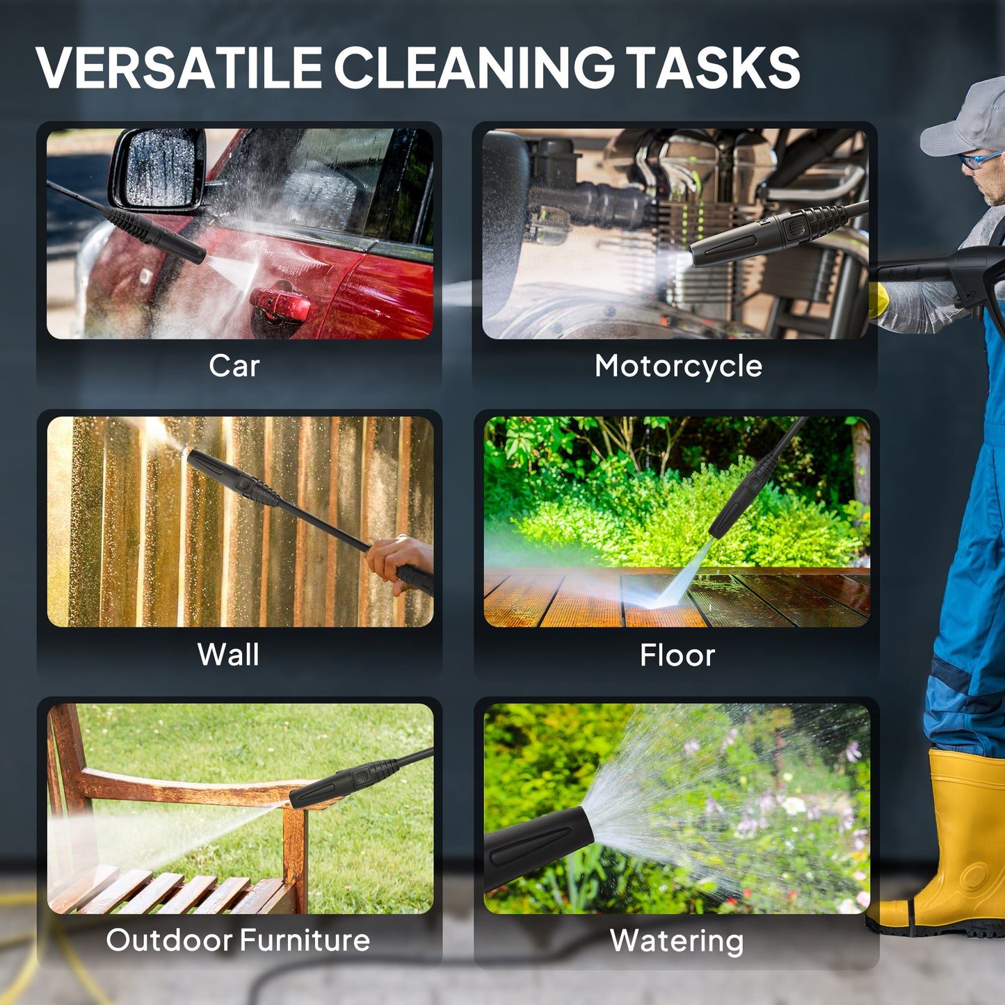 Outsunny 1600W 130-Bar Pressure Washer - Green