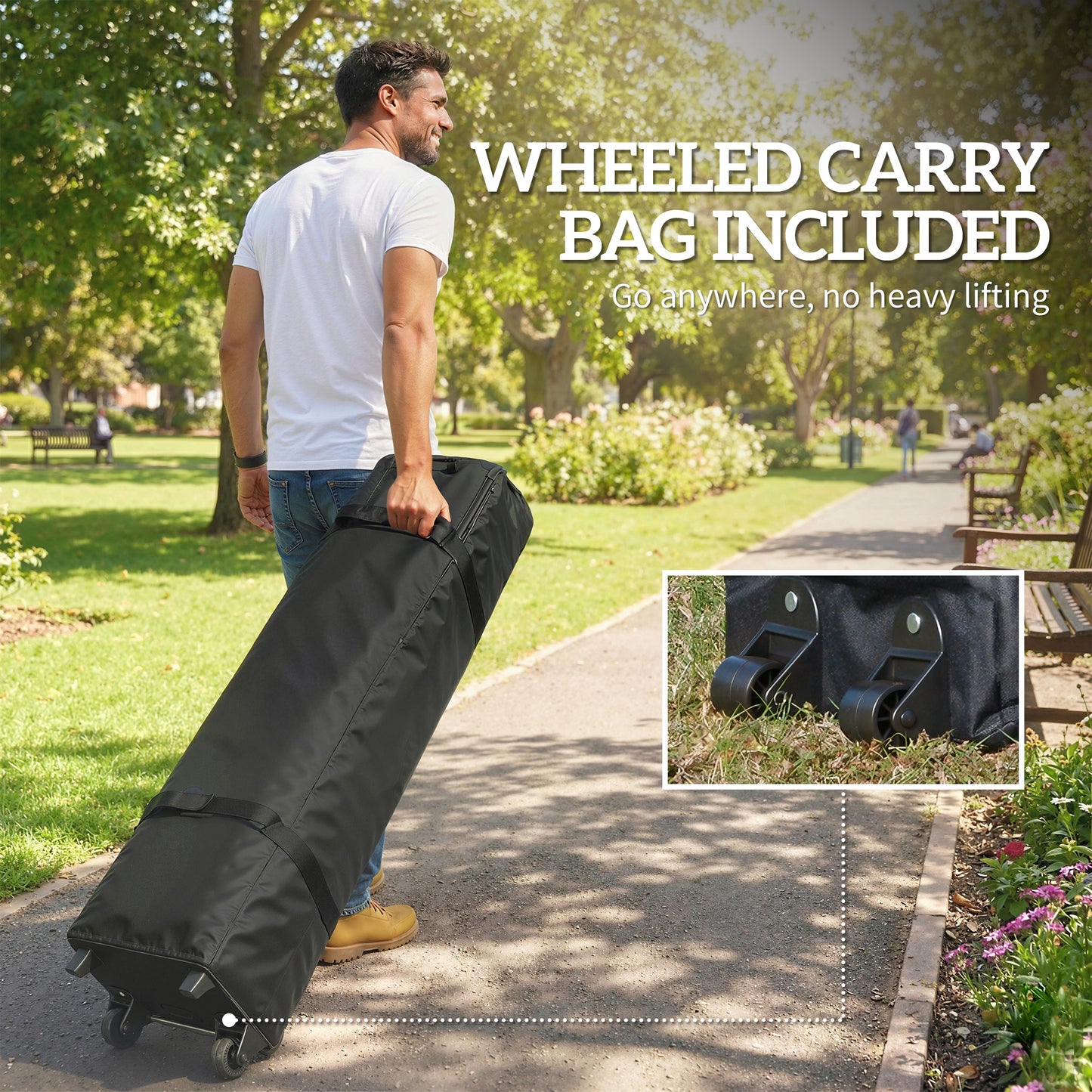 Outsunny 3 x 6 m Pop Up Canopy with UV50+ Protection Garden Gazebo with 6 Sidewalls, Black