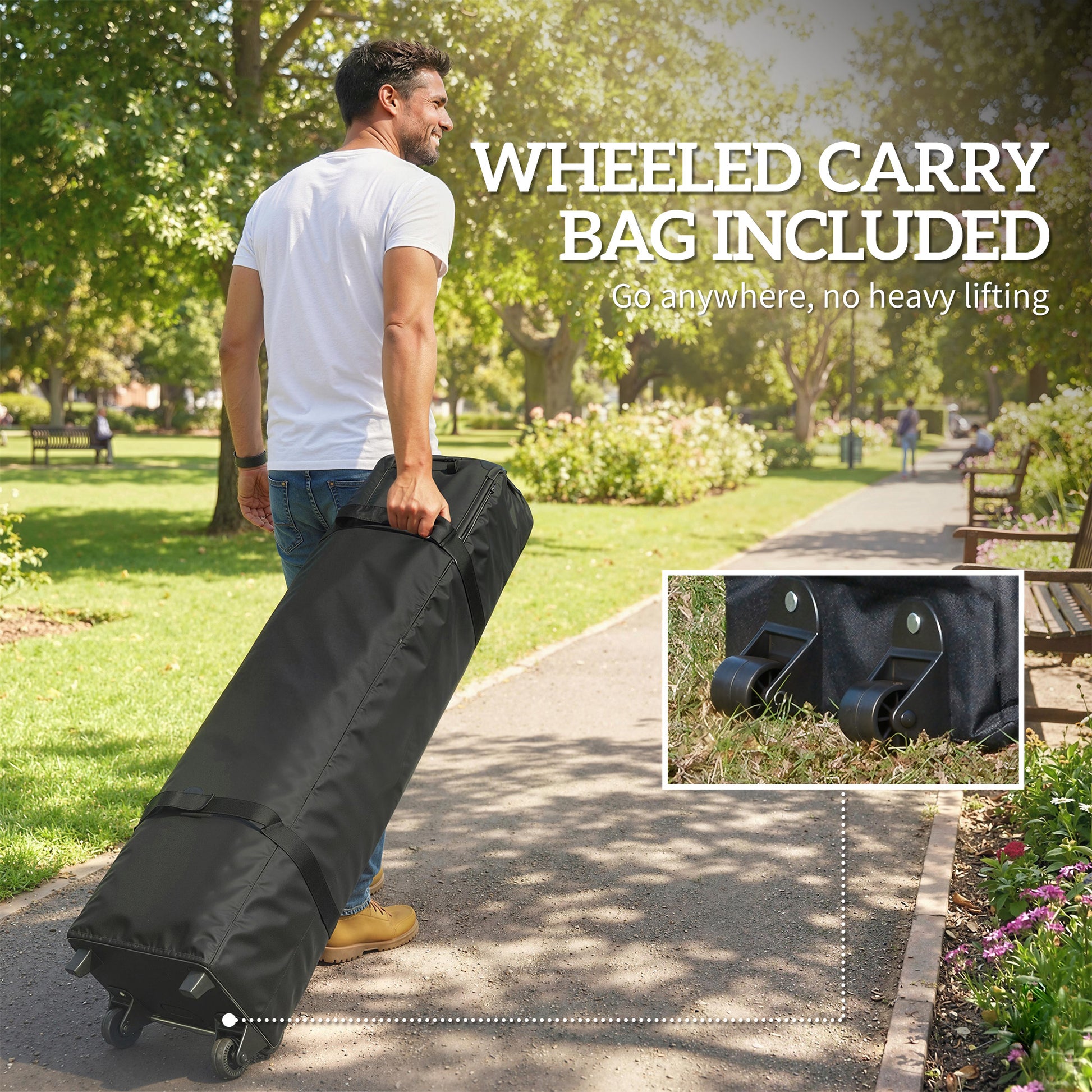 Outsunny 3 x 6 m Pop Up Canopy with UV50+ Protection Garden Gazebo with 6 Sidewalls, Black