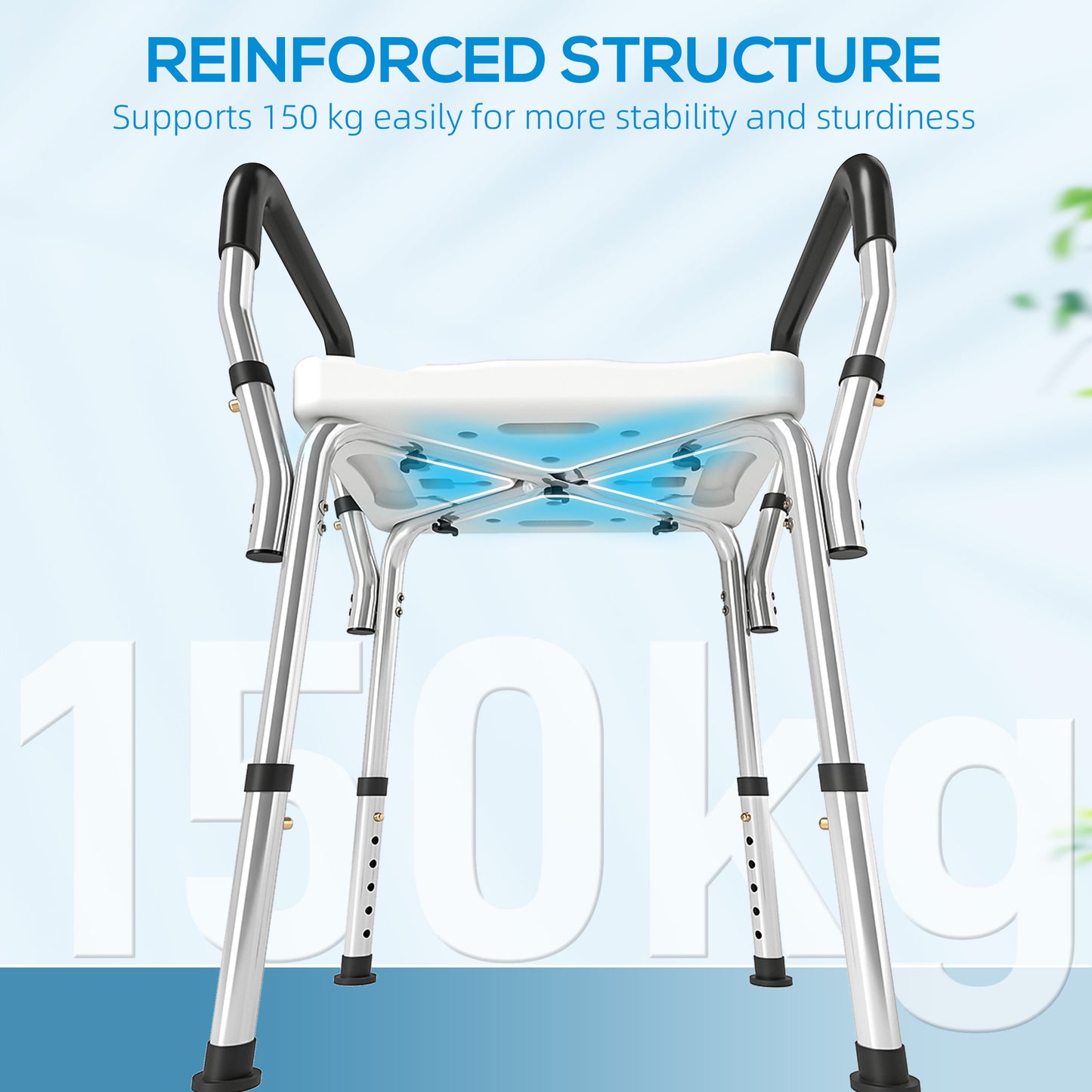HOMCOM 57-69cm Aluminium Frame Bath Seat