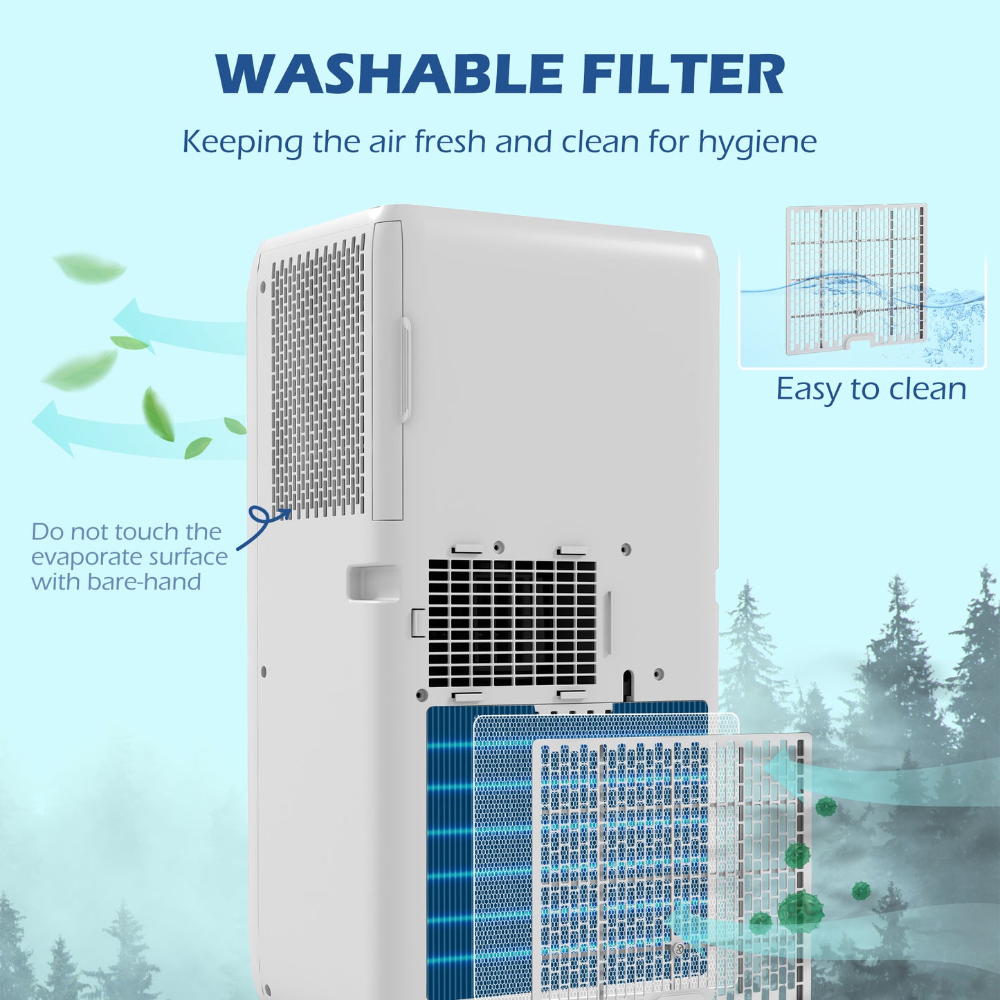 HOMCOM 7,000 BTU Mobile Air Conditioner for Room up to 26mÂ², with Dehumidifier, 24H Timer, Wheels, Window Mount Kit