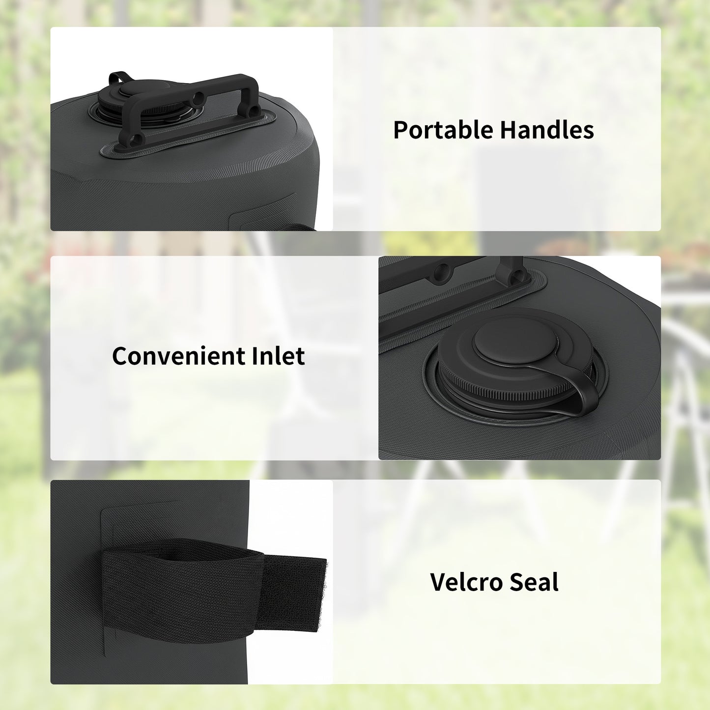 Outsunny Set of 4 Gazebo Weights Sand Bags, Gazebo Water Weights Bags with Carry Handles for Garden Marquee, Parasol, Black