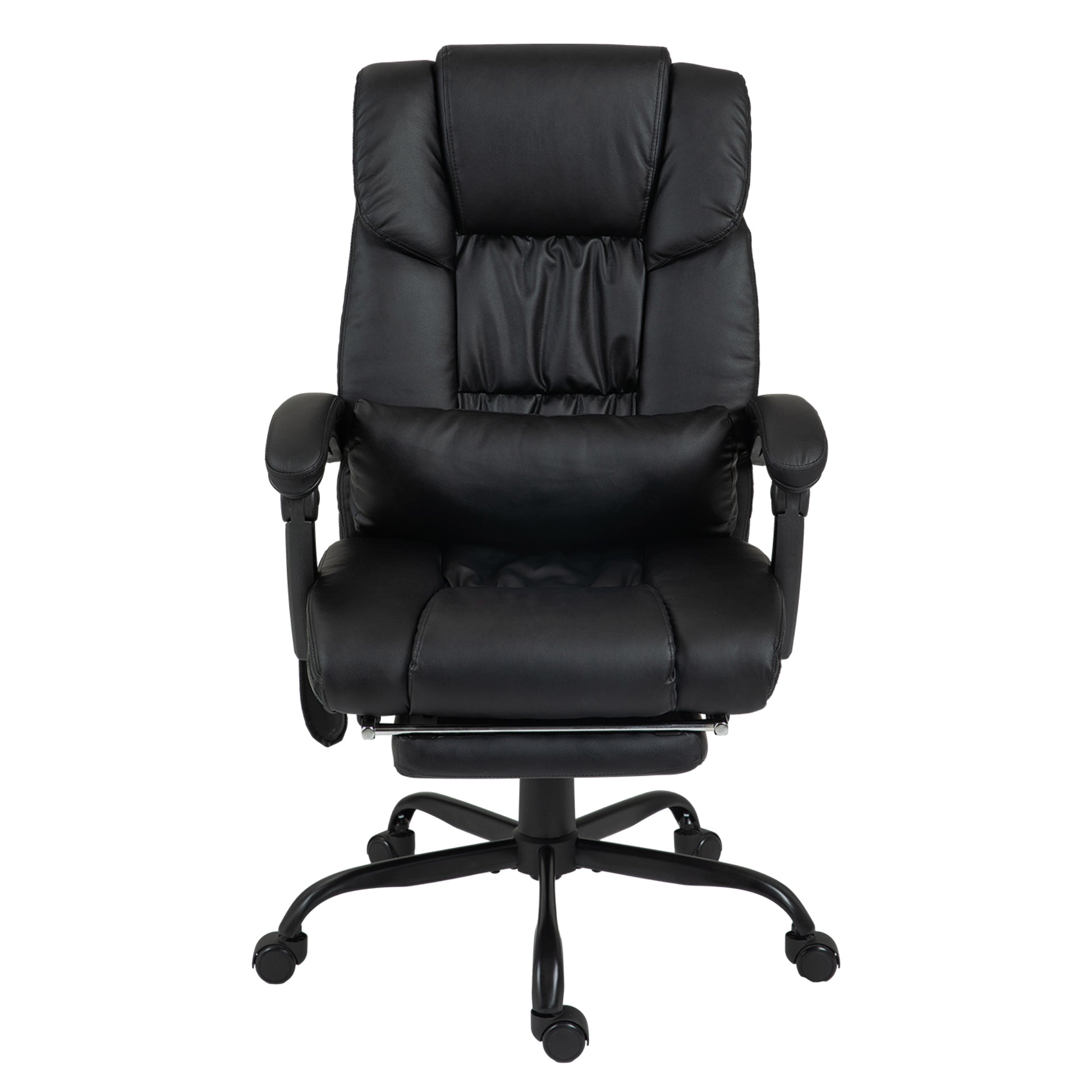 Vinsetto 6-Point Massage Office Chair, PU Leather Desk Chair with Adjustable Height and Footrest for Home Office, Black Default Title