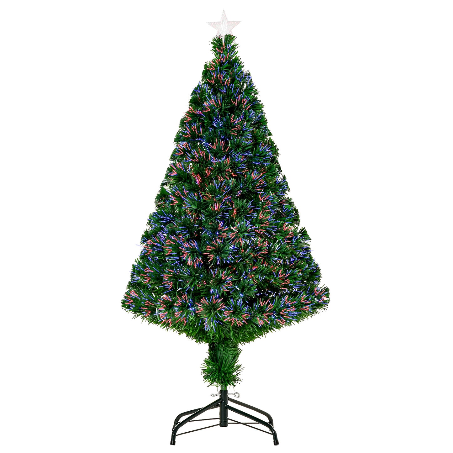 HOMCOM 4FT Pre-Lit Fibre Optic Artificial Christmas Tree Holiday Xmas DÃ©cor with Tree Topper Multi-Colour