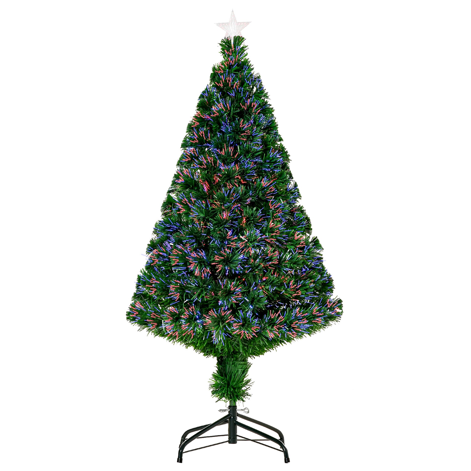 HOMCOM 4FT Pre-Lit Fibre Optic Artificial Christmas Tree Holiday Xmas DÃ©cor with Tree Topper Multi-Colour