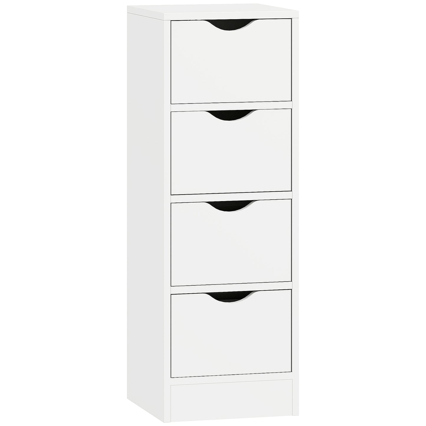 HOMCOM 4-Drawer Bathroom Cabinet, Freestanding Narrow Storage Cabinet with Groove Handles for Small Spaces, White Default Title