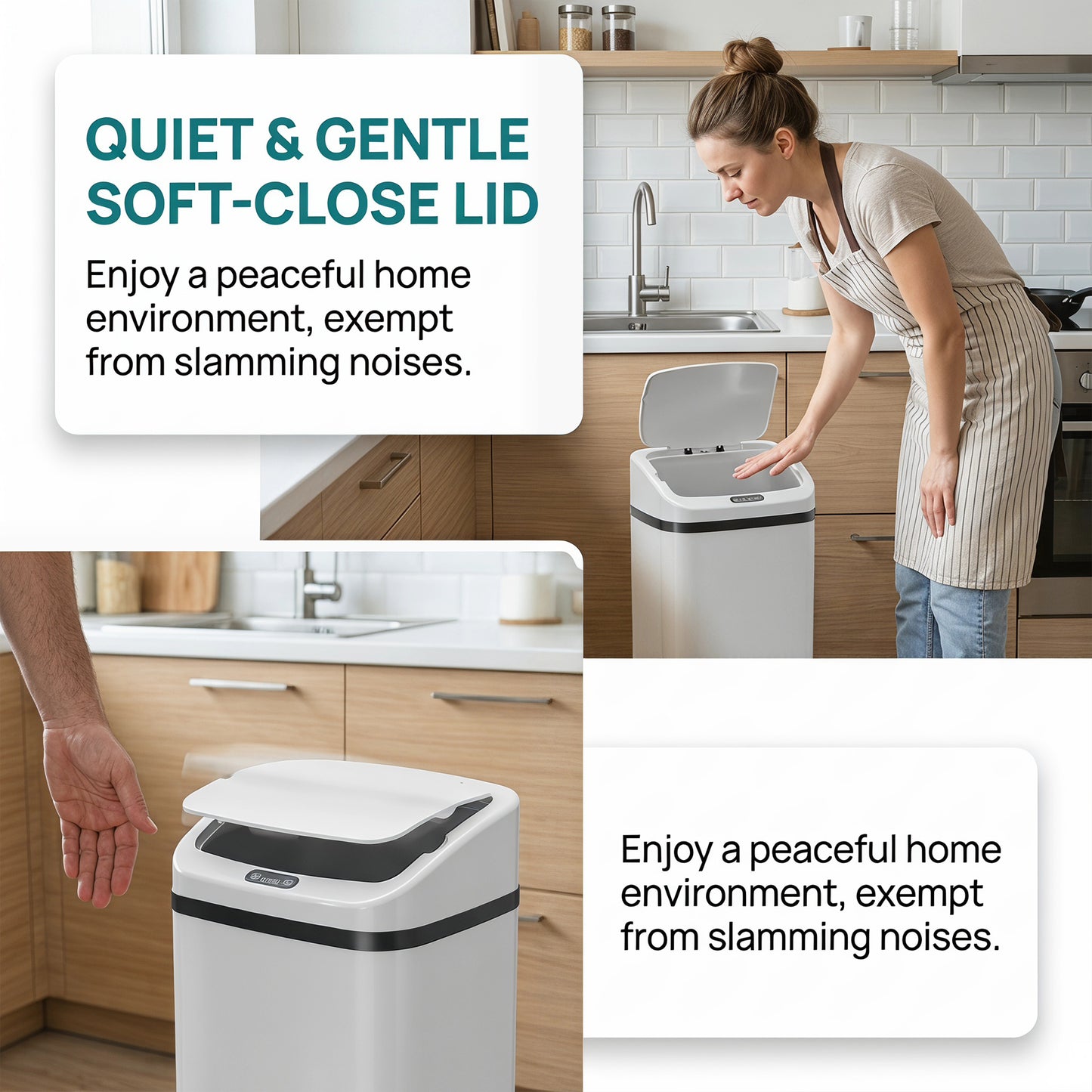 HOMCOM 48L Stainless Steel Sensor Bin - White