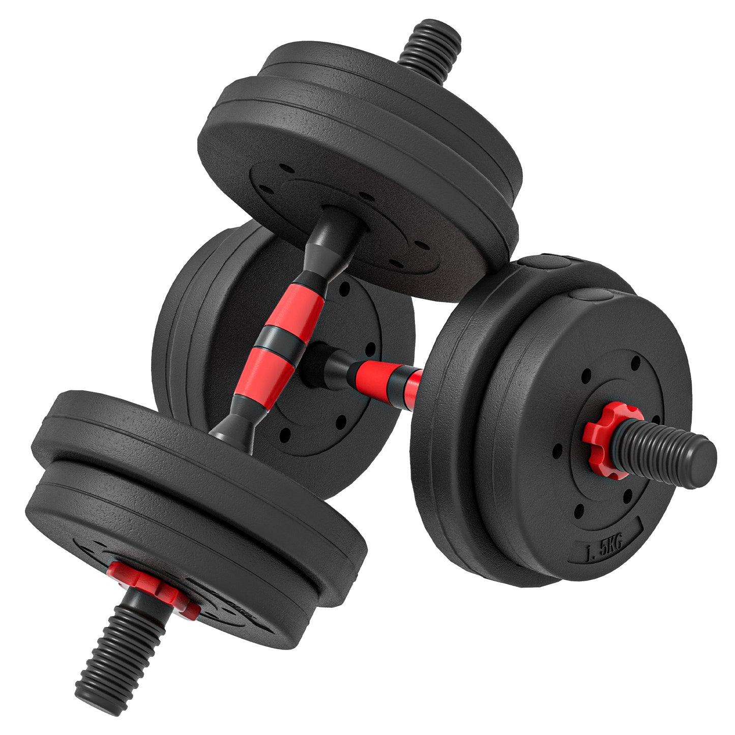 HOMCOM 15kg 2 in 1 Adjustable Dumbbells Weight Set, Dumbbell Hand Weight Barbell for Weight Training, Black Default Title