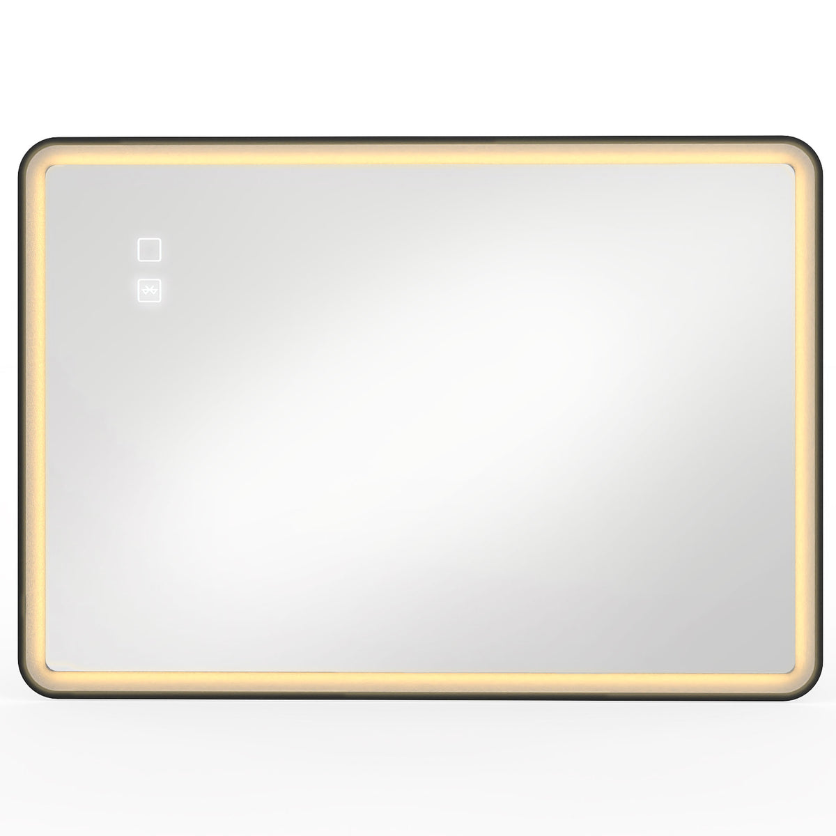 HOMCOM Bathroom Mirror with LED Lights, 100x70cm Rectangle Bathroom Mirror, Dimmable, Bluetooth, Anti-Fog, Black Default Title