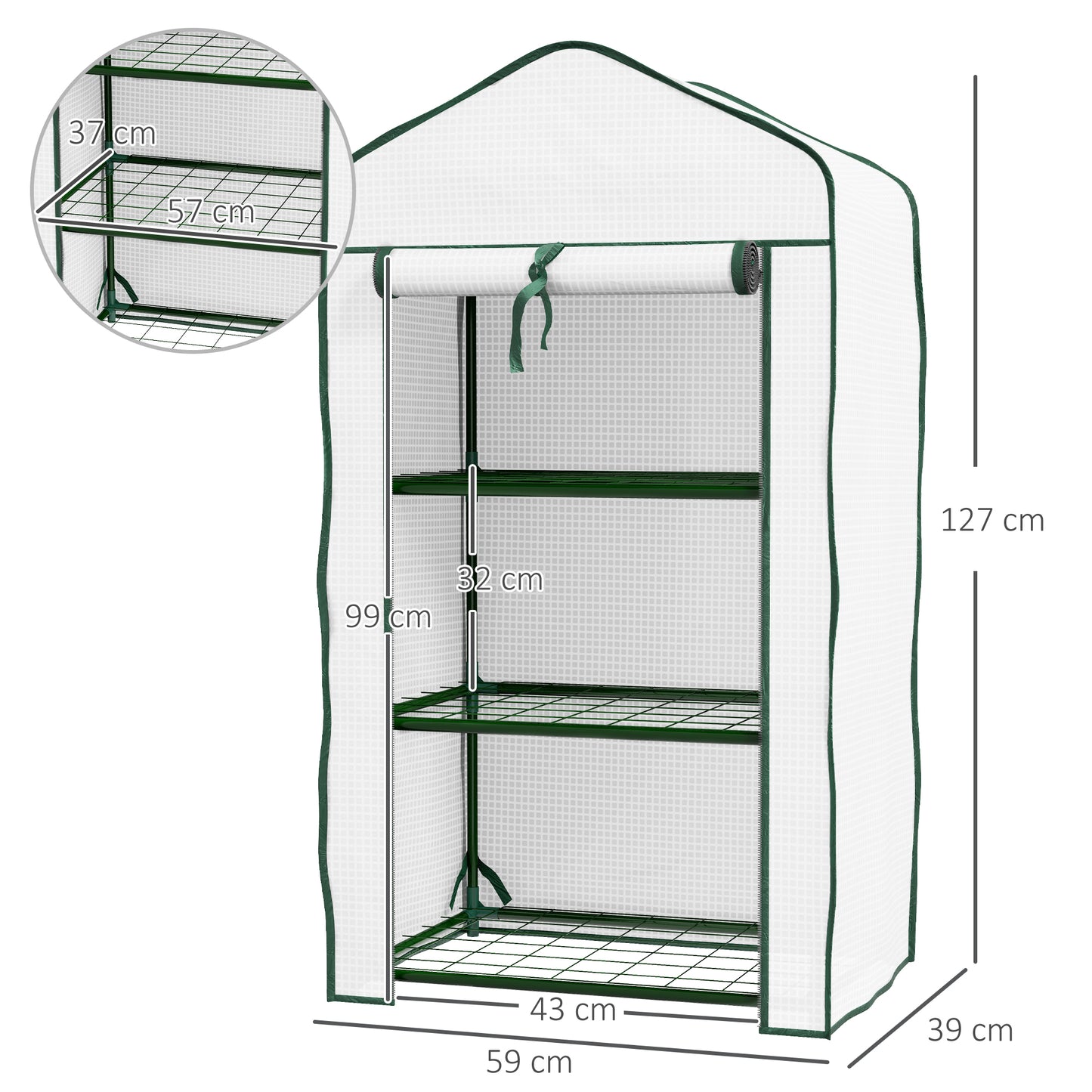 Outsunny Three-Tier Mini Greenhouse - White