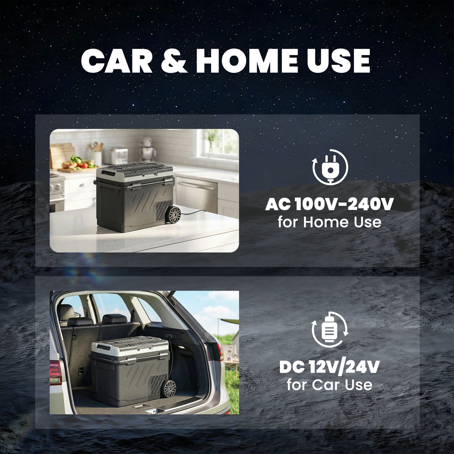 Outsunny 49L Compressor Car Fridge Freezer, Dual Zone Camping Refrigerator with App Control, Telescopic Handle, -20â„ƒ-20â„ƒ