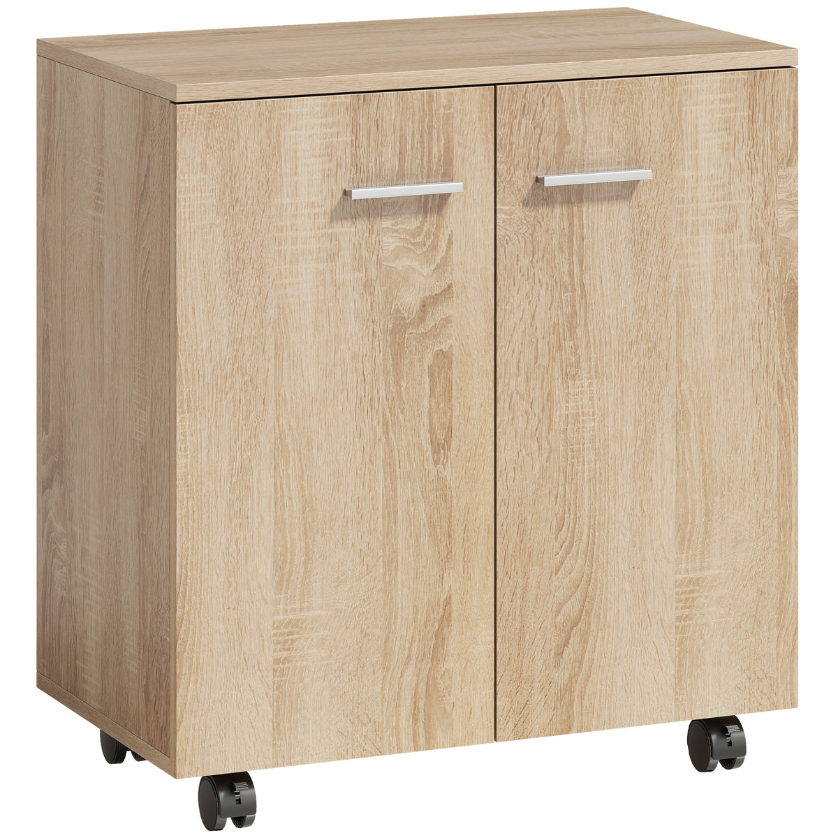HOMCOM Mobile Sideboard Cabinet with 2 Doors and Internal Shelves for Living Room, Bedroom, 60L x 35W x 65H cm, Natural Wood Default Title